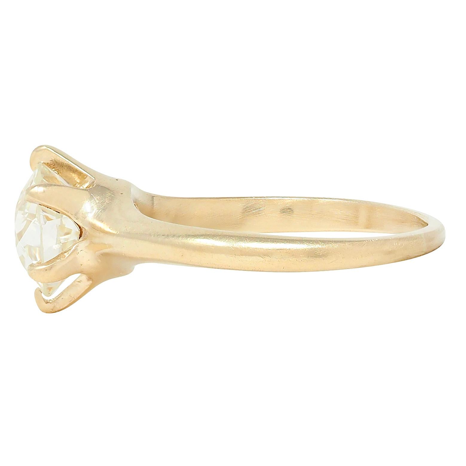 Victorian 1.96 CT European Diamond 14K Gold Antique Solitaire Engagement Ring