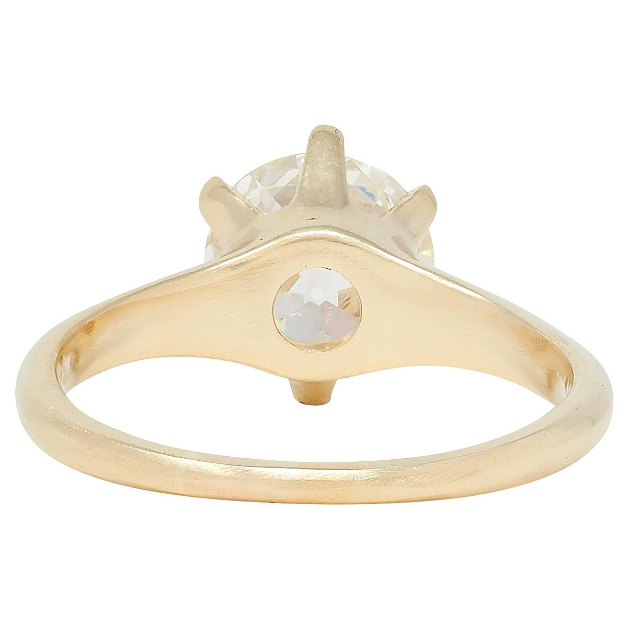 Victorian 1.96 CT European Diamond 14K Gold Antique Solitaire Engagement Ring