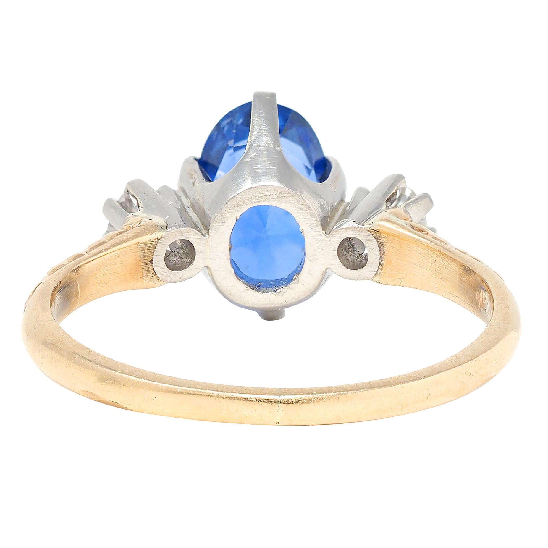 Edwardian 1.64 CTW Sapphire Diamond Platinum 14K Yellow Gold Antique Three Ring
