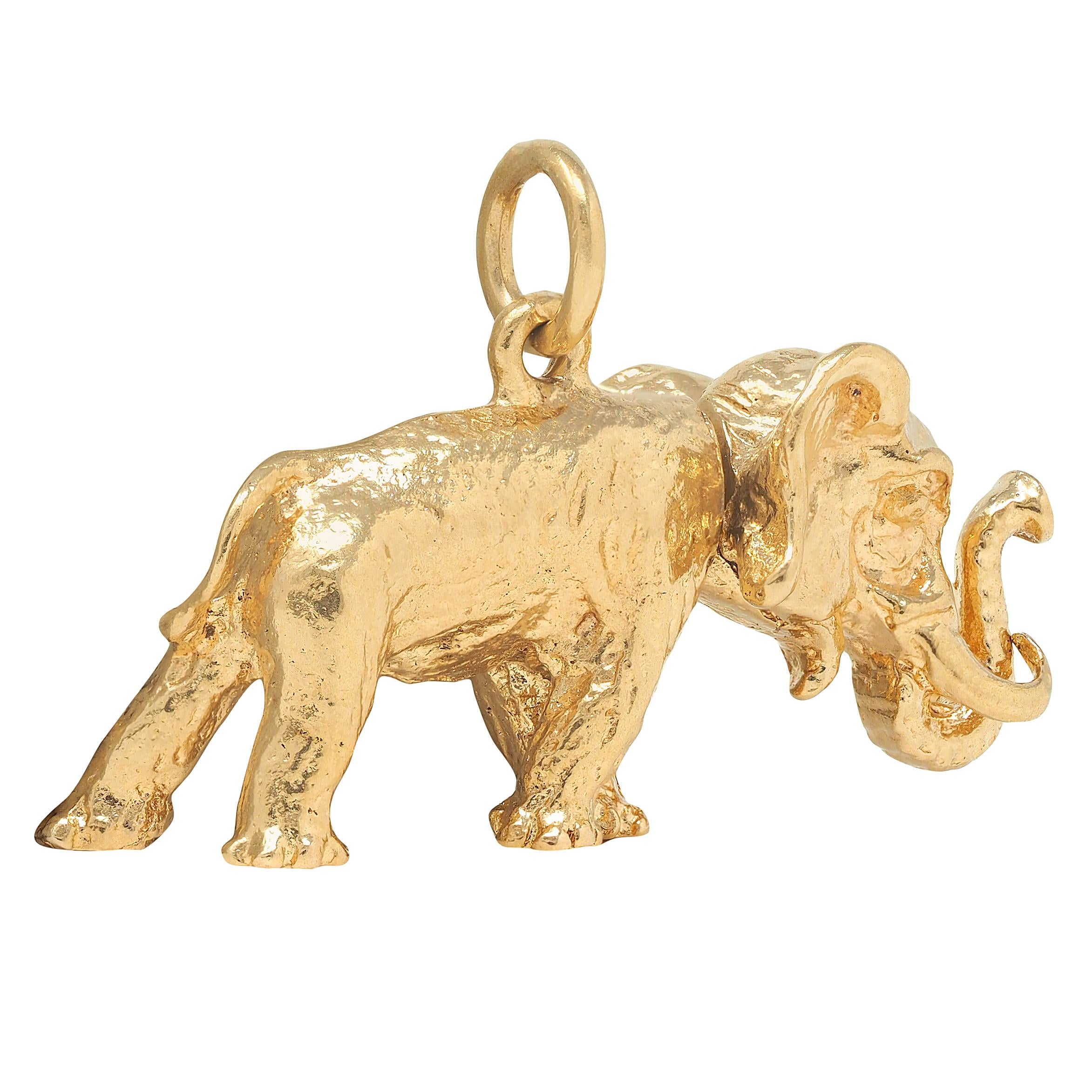 1990's 14 Karat Yellow Gold Vintage Bobble Head Elephant Charm