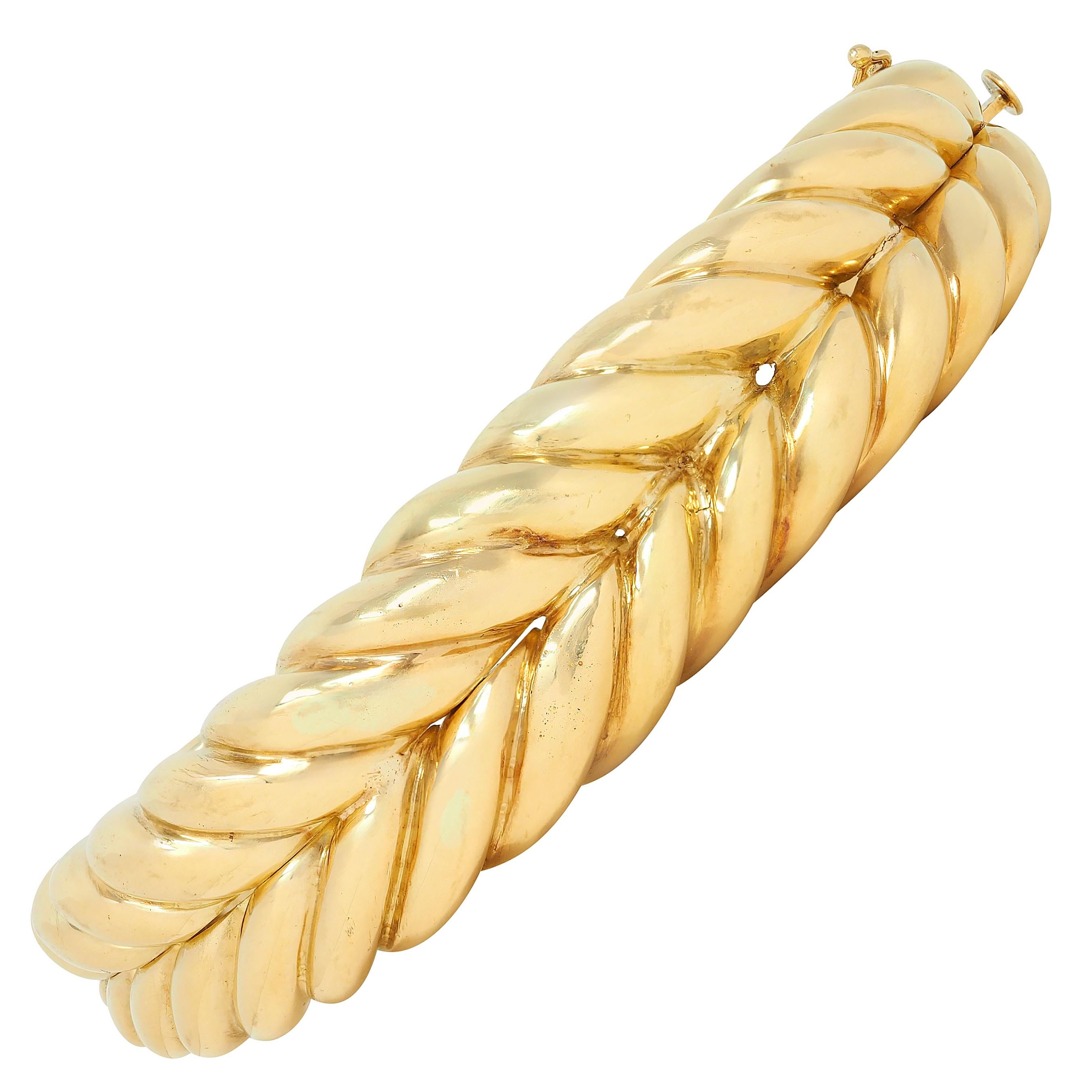 Tiffany & Co. 1980's 18 Karat Yellow Gold Vintage Weave Bangle Bracelet