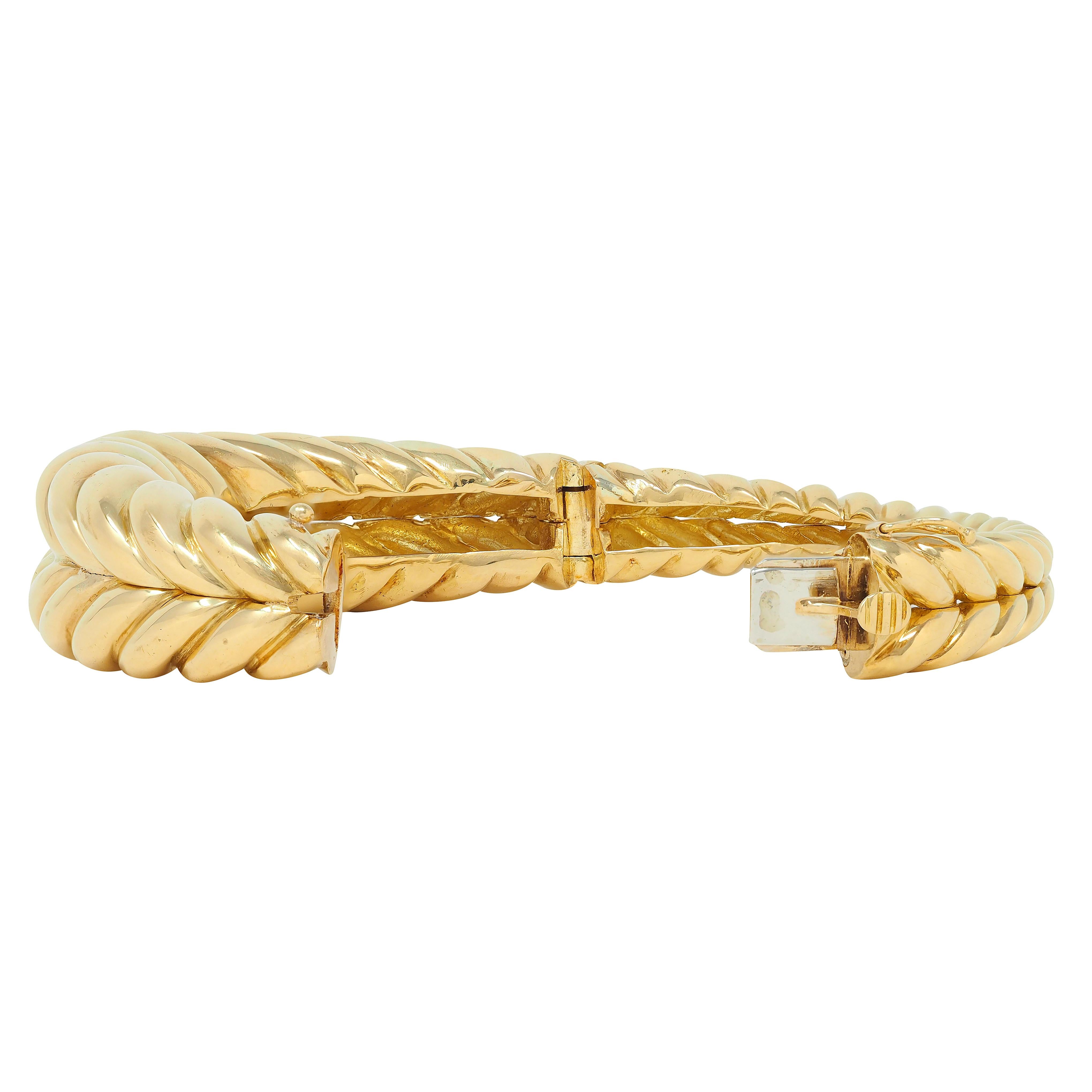 Tiffany & Co. 1980's 18 Karat Yellow Gold Vintage Weave Bangle Bracelet