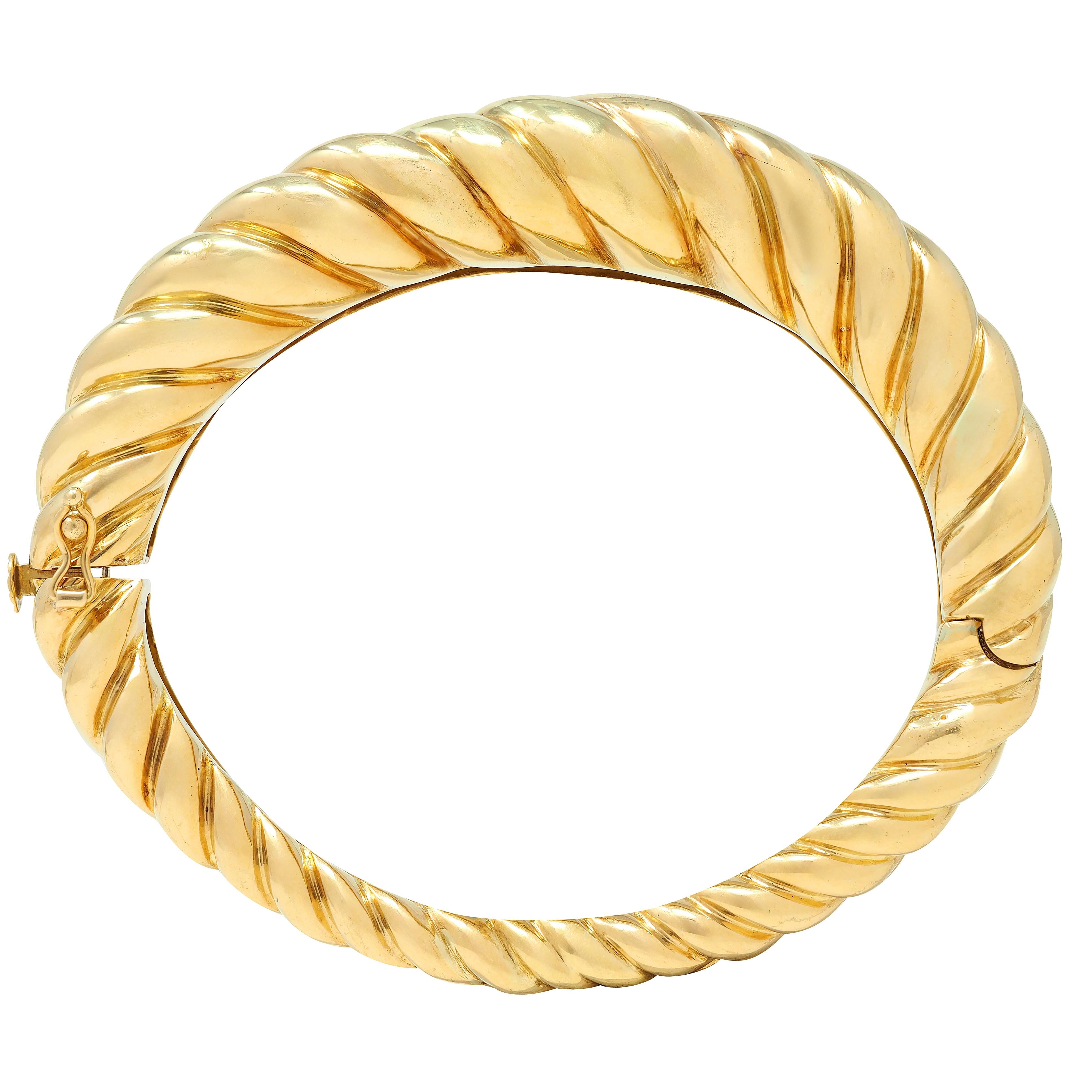 Tiffany & Co. 1980's 18 Karat Yellow Gold Vintage Weave Bangle Bracelet