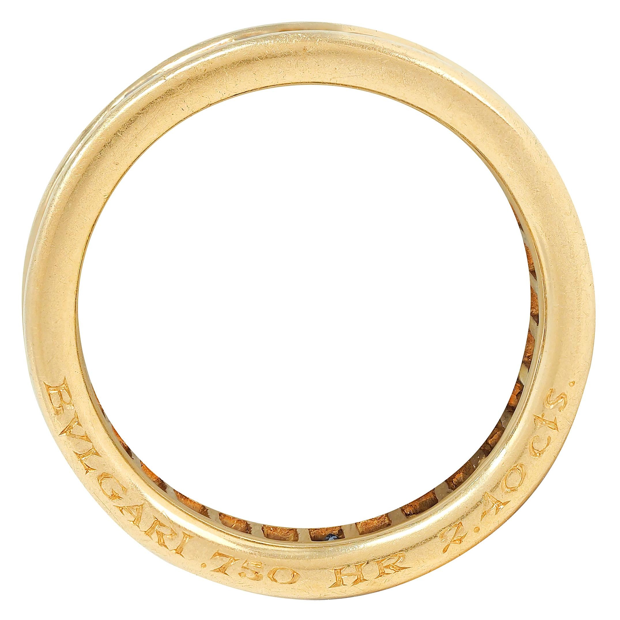 Bulgari 1980's Blue Sapphire 18K Gold Vintage Eternity Channel Band Ring