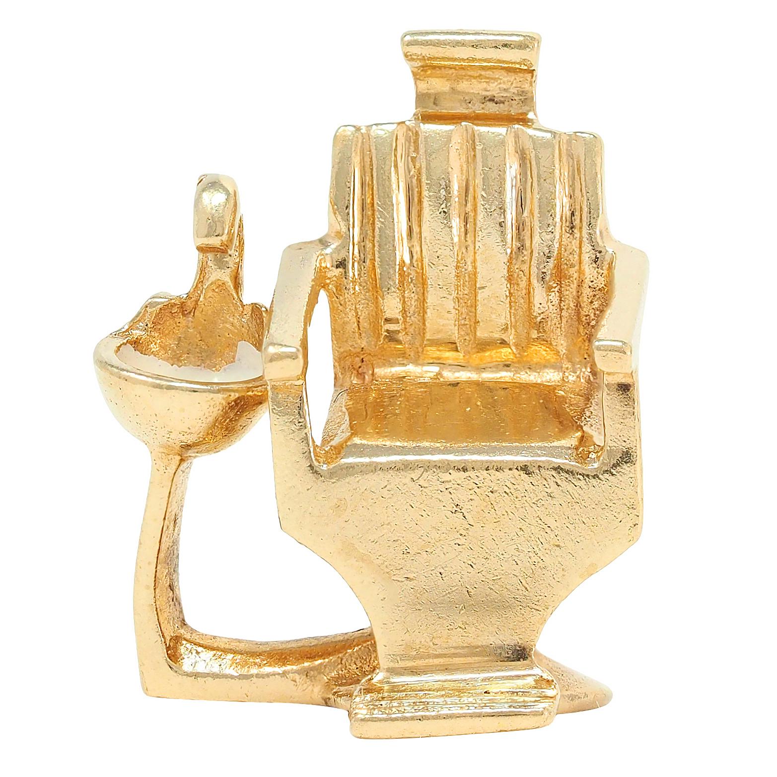 1960's 14 Karat Yellow Gold Vintage Dentist Chair Pendant Charm