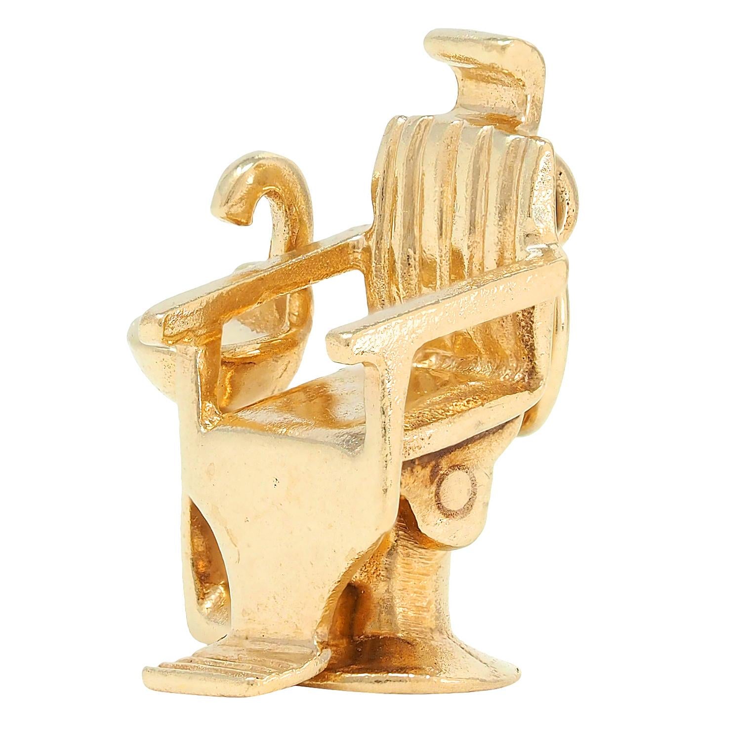 1960's 14 Karat Yellow Gold Vintage Dentist Chair Pendant Charm