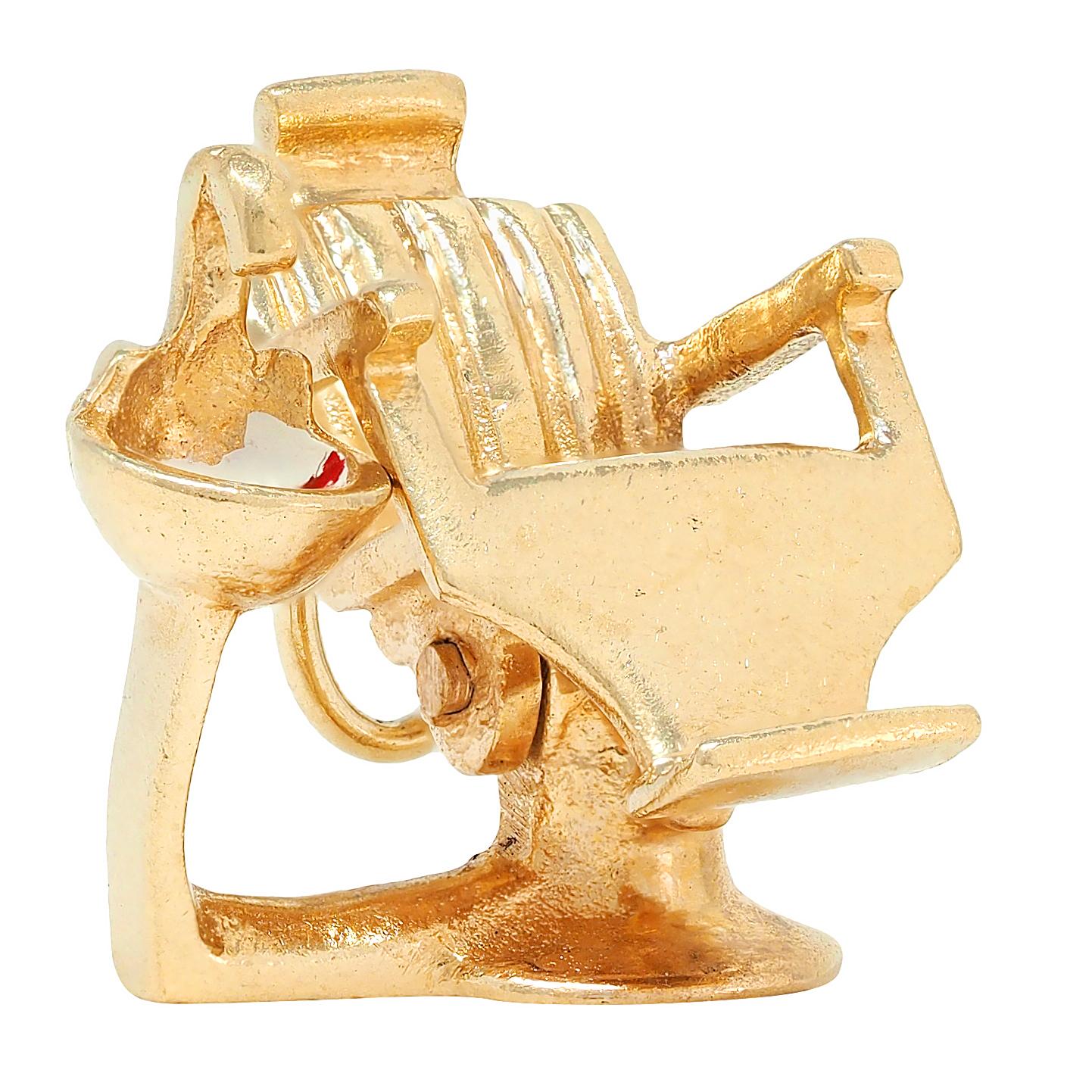 1960's 14 Karat Yellow Gold Vintage Dentist Chair Pendant Charm