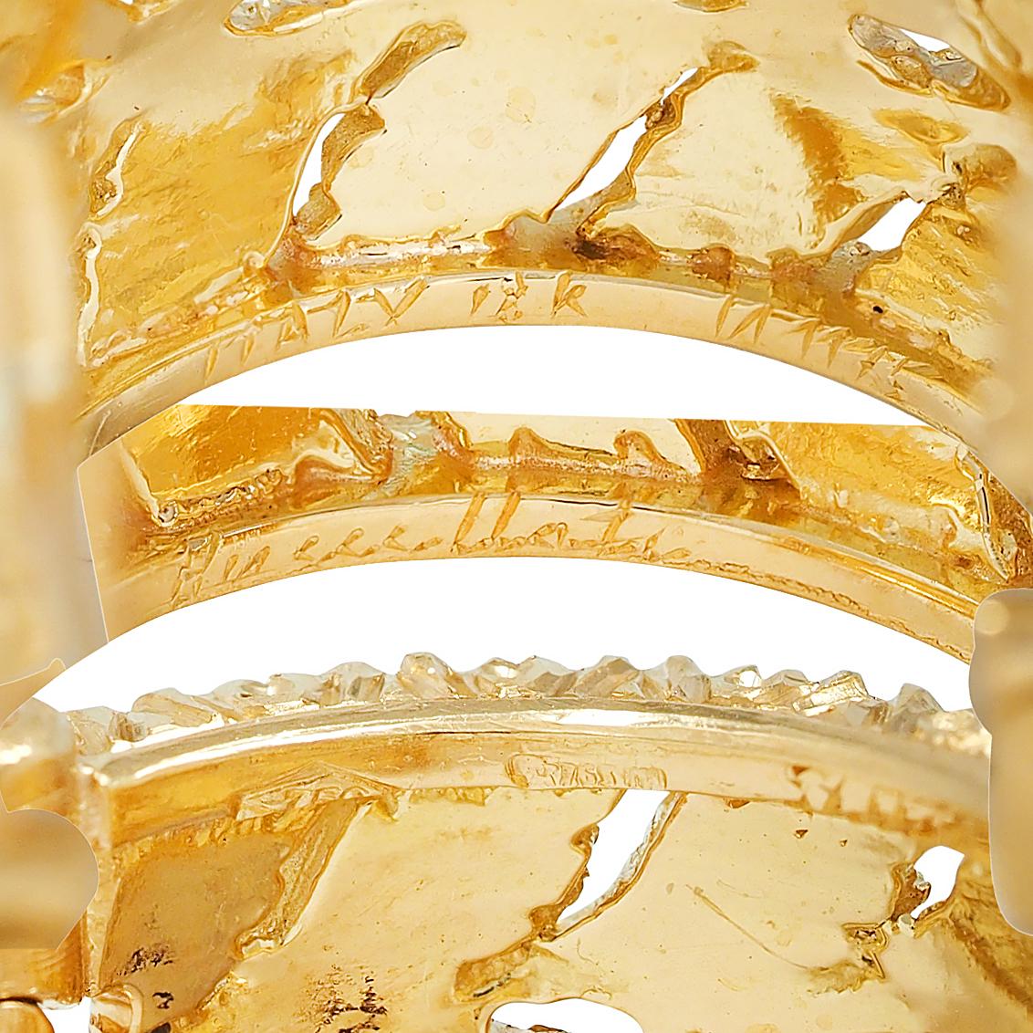 Buccellati 18 Karat Yellow Gold Ramage Foliate J-Hoop Earrings
