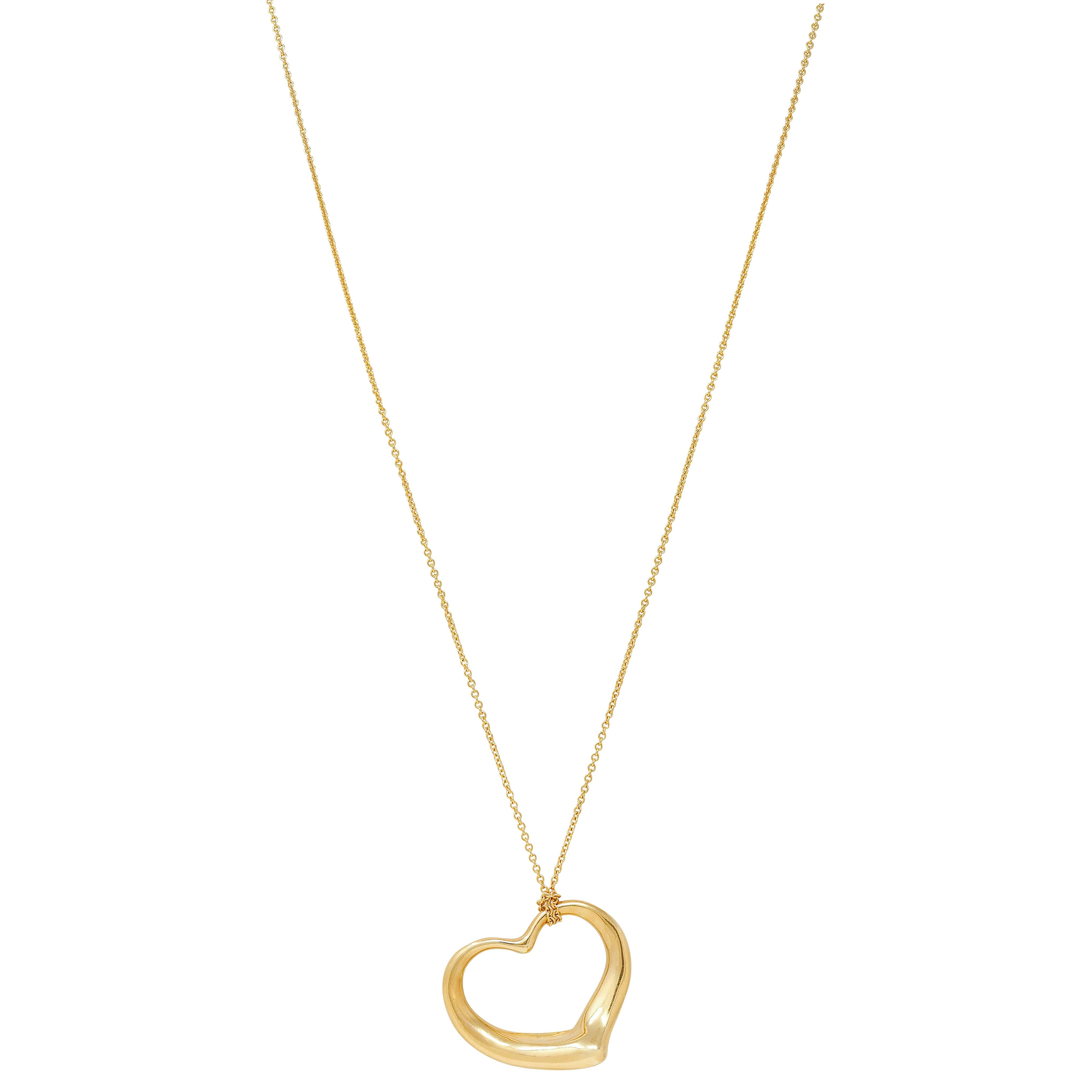 Elsa Peretti Tiffany & Co. 1990's 18K Gold Vintage Open Heart Pendant Necklace