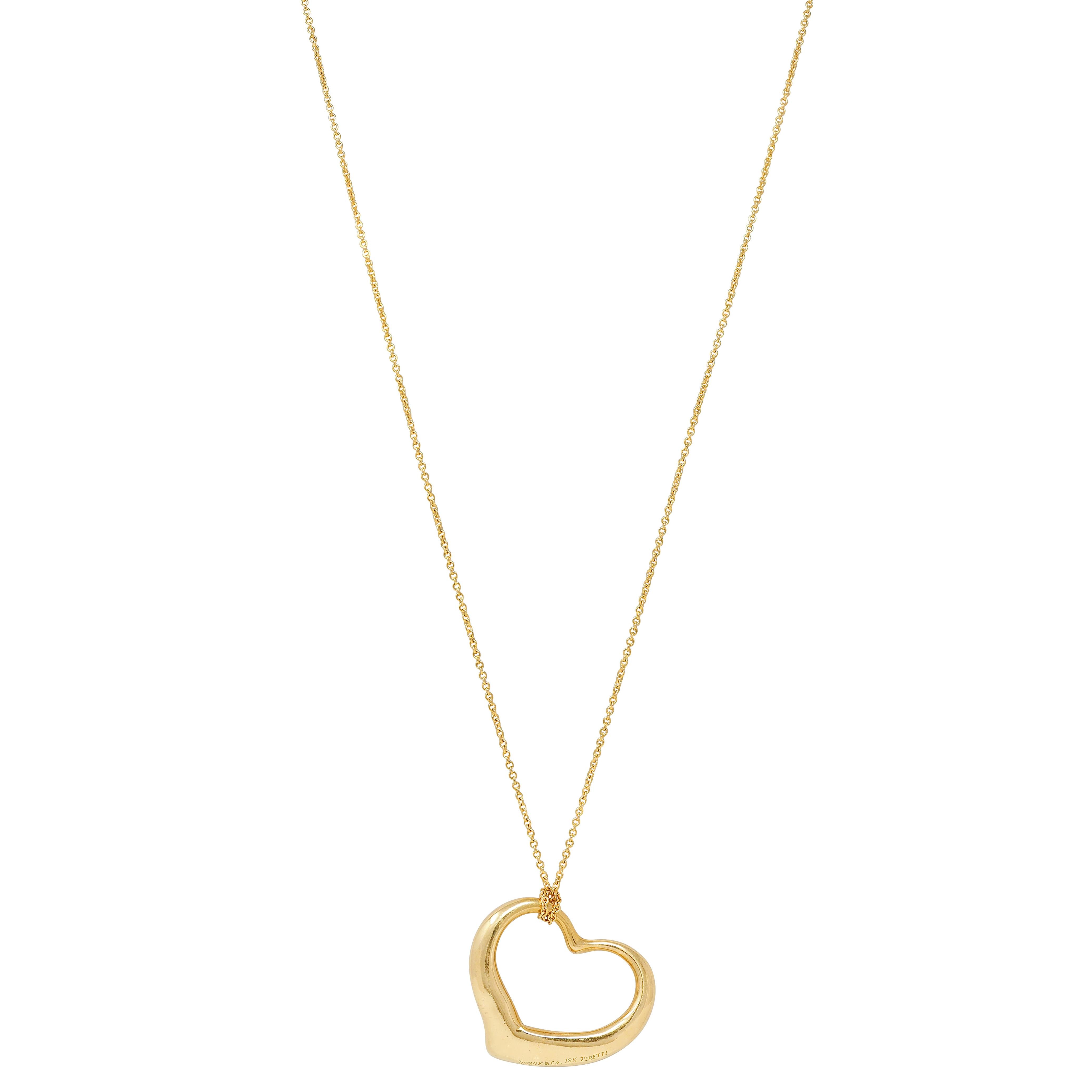 Elsa Peretti Tiffany & Co. 1990's 18K Gold Vintage Open Heart Pendant Necklace