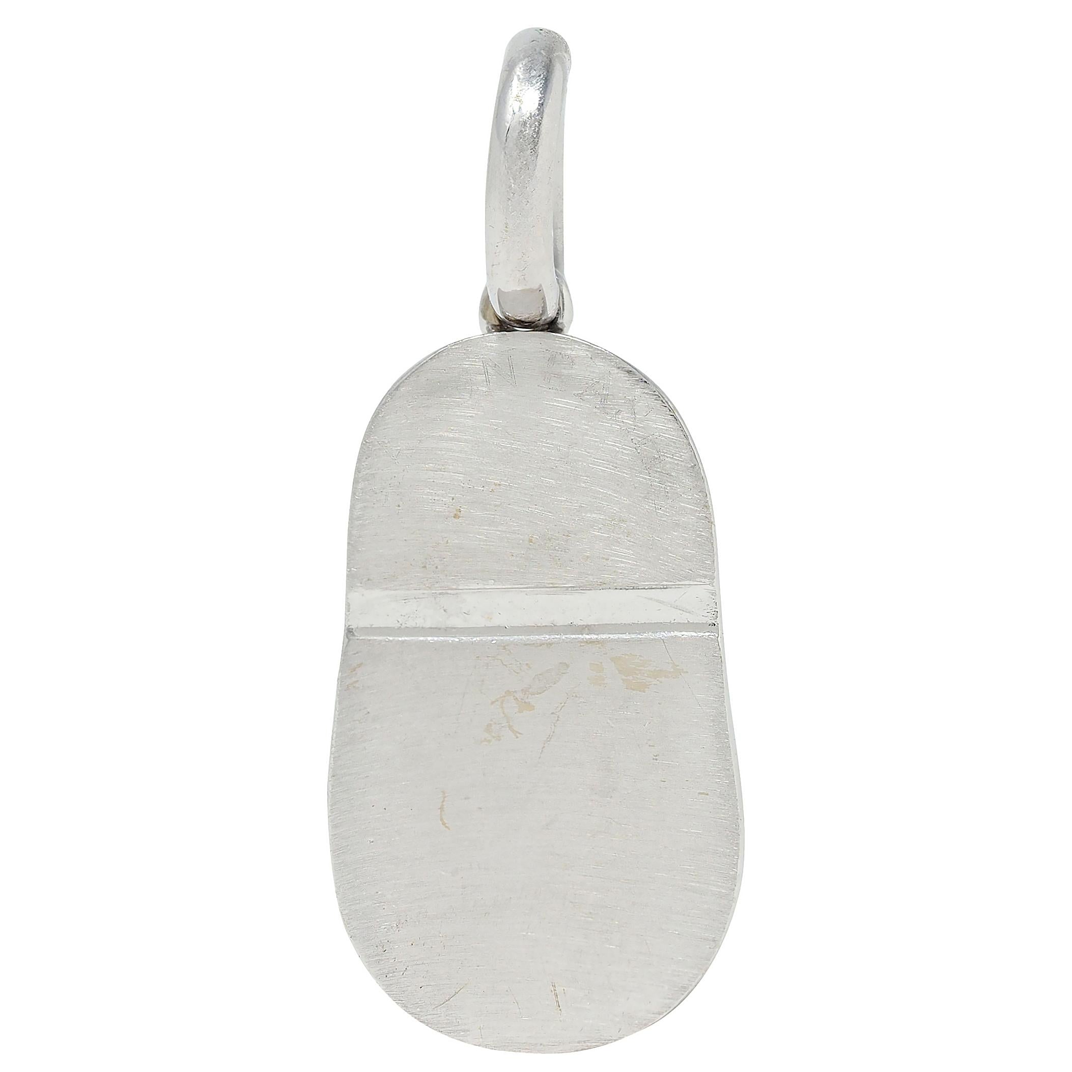 Aaron Basha Contemporary Diamond 18 Karat White Gold Baby Shoe Charm