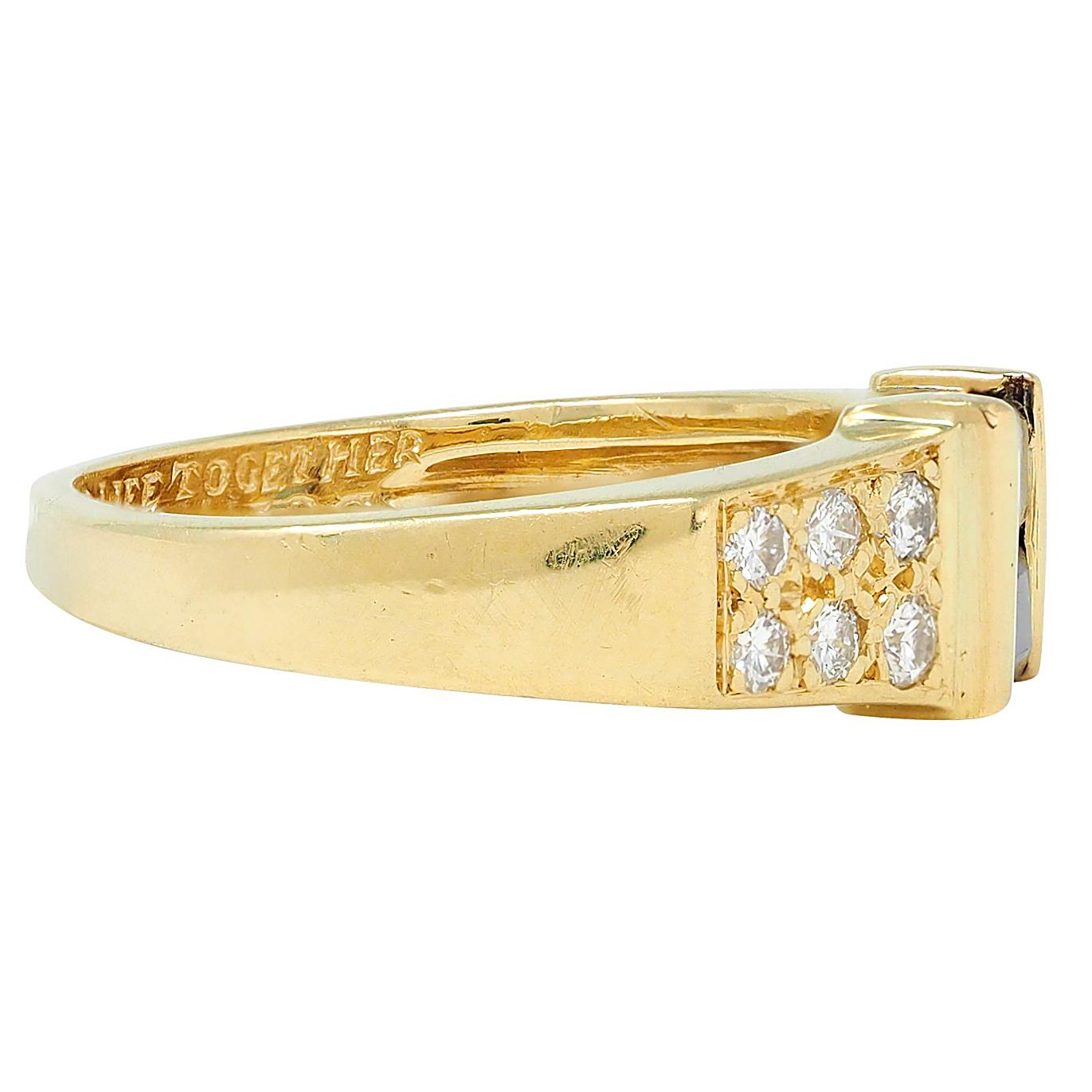 Cartier 1982 Sapphire Diamond 18 Karat Yellow Gold Vintage Band Ring