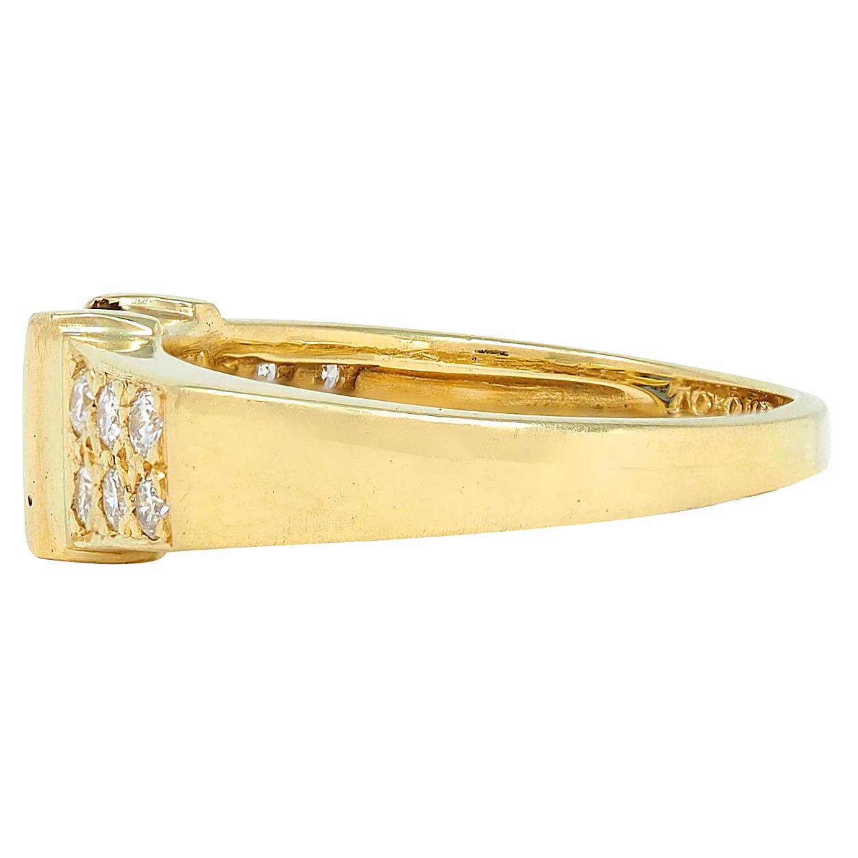 Cartier 1982 Sapphire Diamond 18 Karat Yellow Gold Vintage Band Ring
