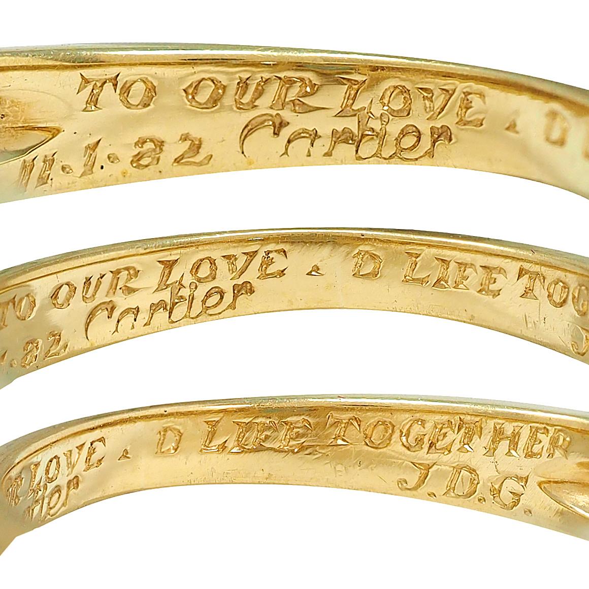 Cartier 1982 Sapphire Diamond 18 Karat Yellow Gold Vintage Band Ring