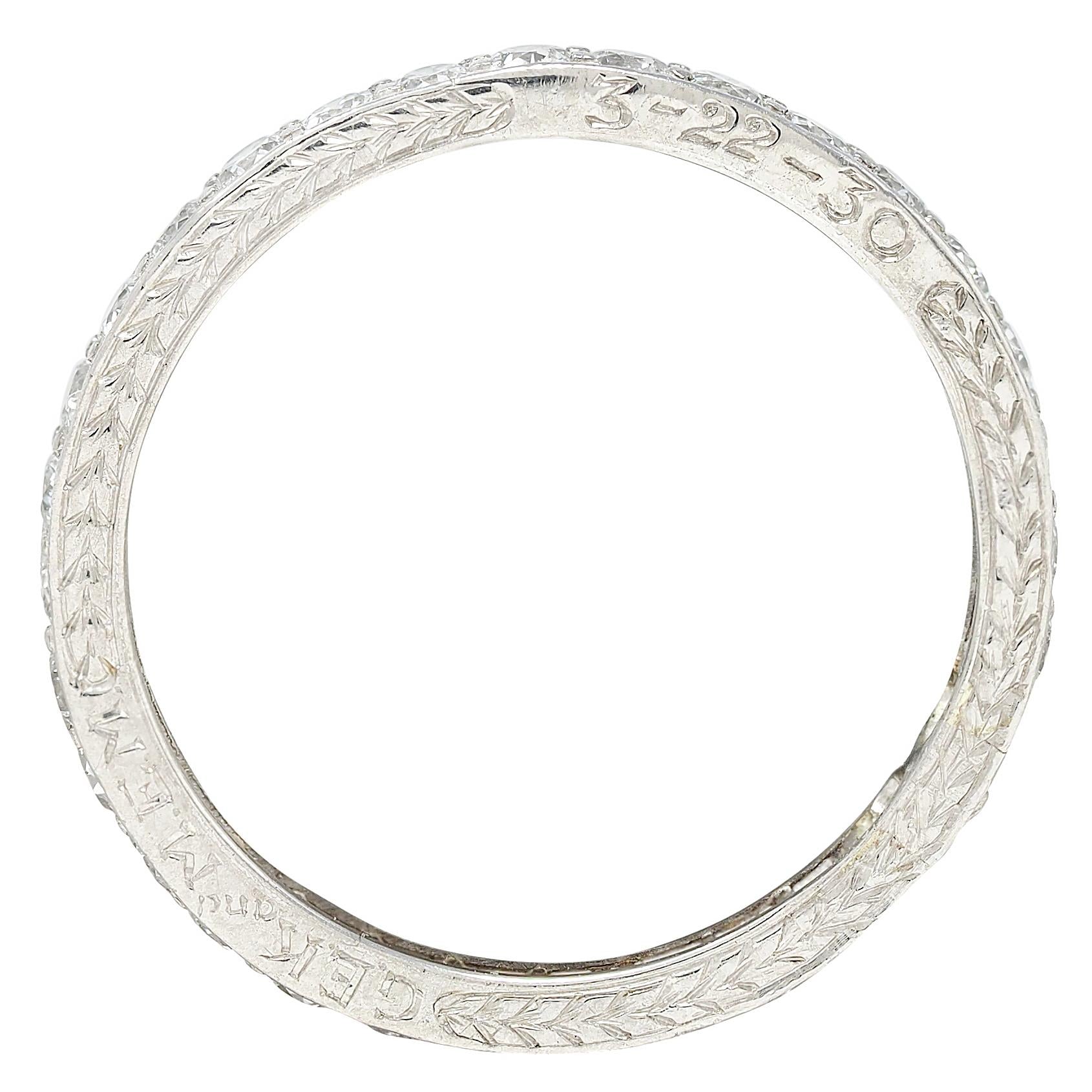 Caldwell Art Deco European Diamond Platinum Vintage Eternity Wedding Band Ring