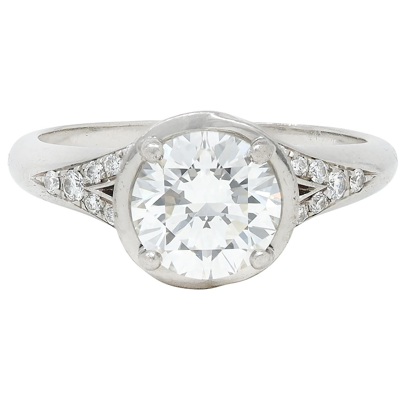 Bulgari 1.71 CTW Round Brilliant Diamond Platinum Swirling Engagement Ring GIA
