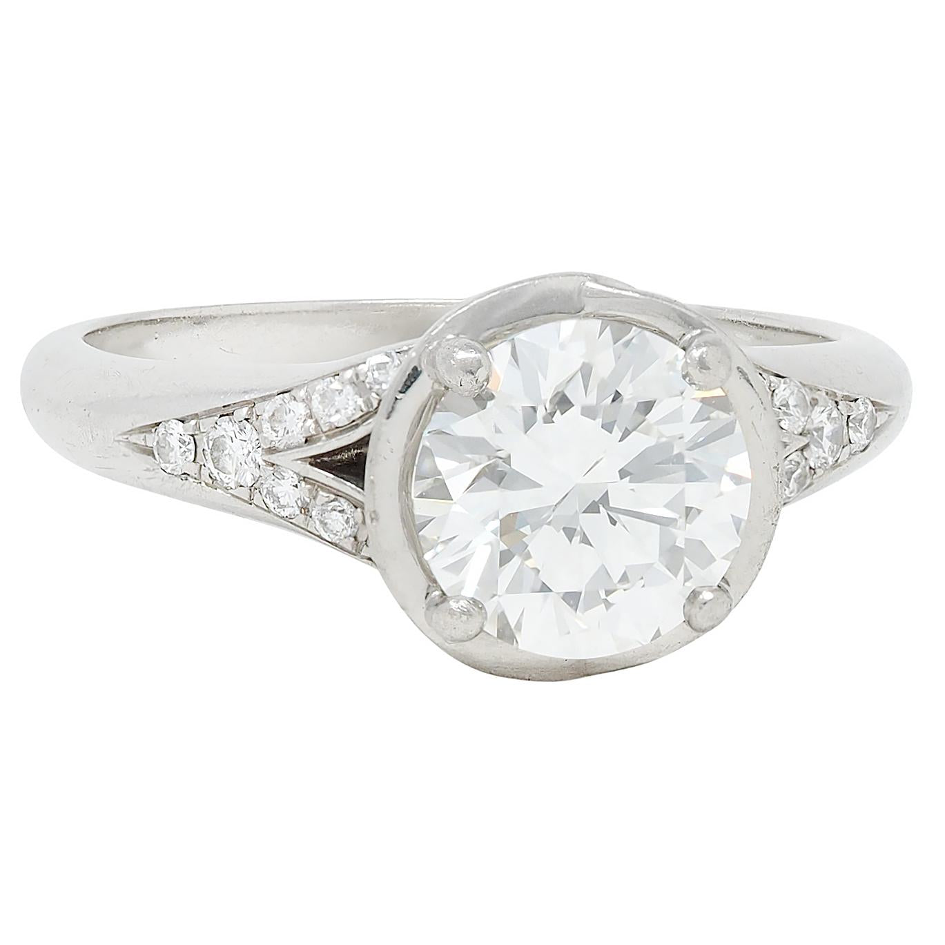 Bulgari 1.71 CTW Round Brilliant Diamond Platinum Swirling Engagement Ring GIA