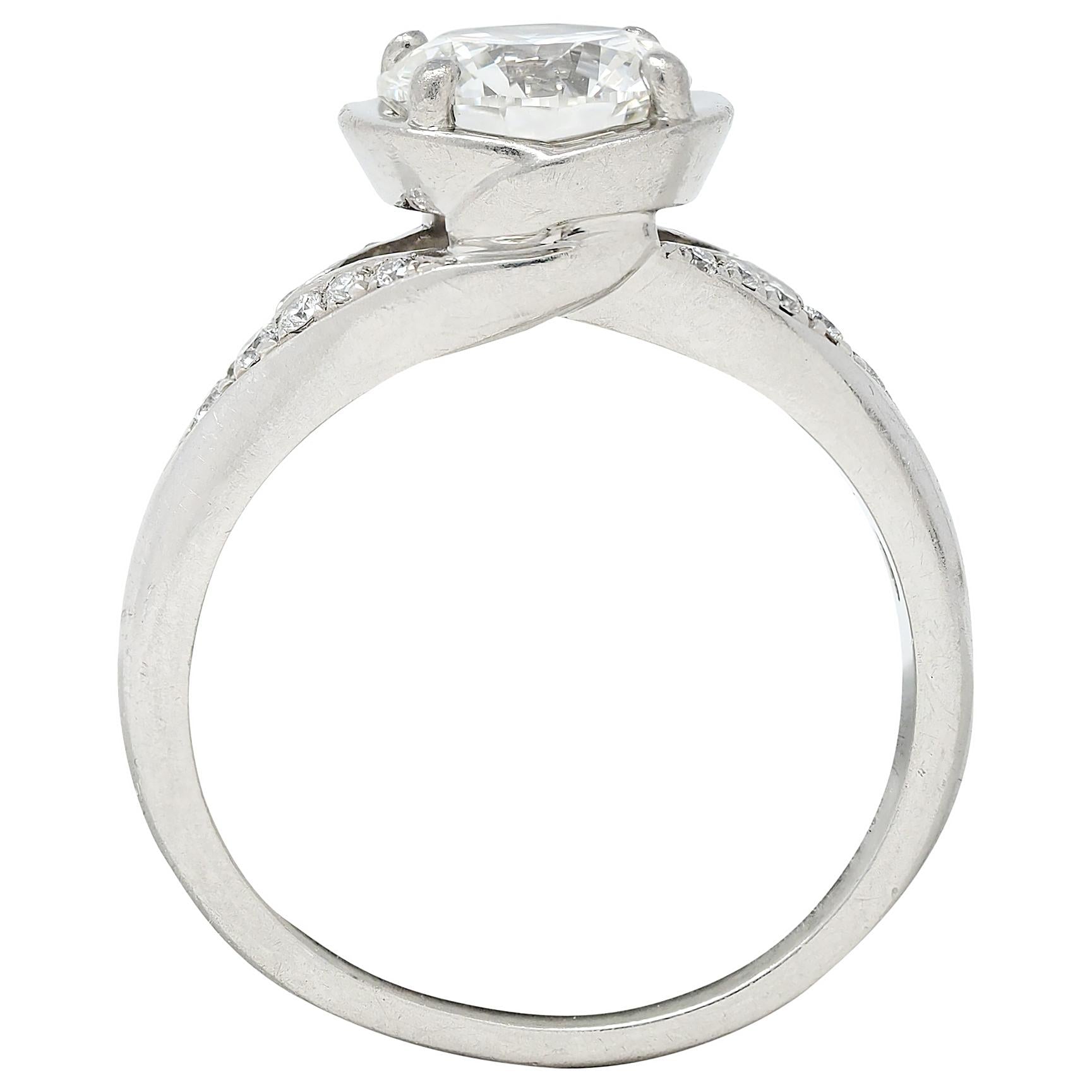 Bulgari 1.71 CTW Round Brilliant Diamond Platinum Swirling Engagement Ring GIA