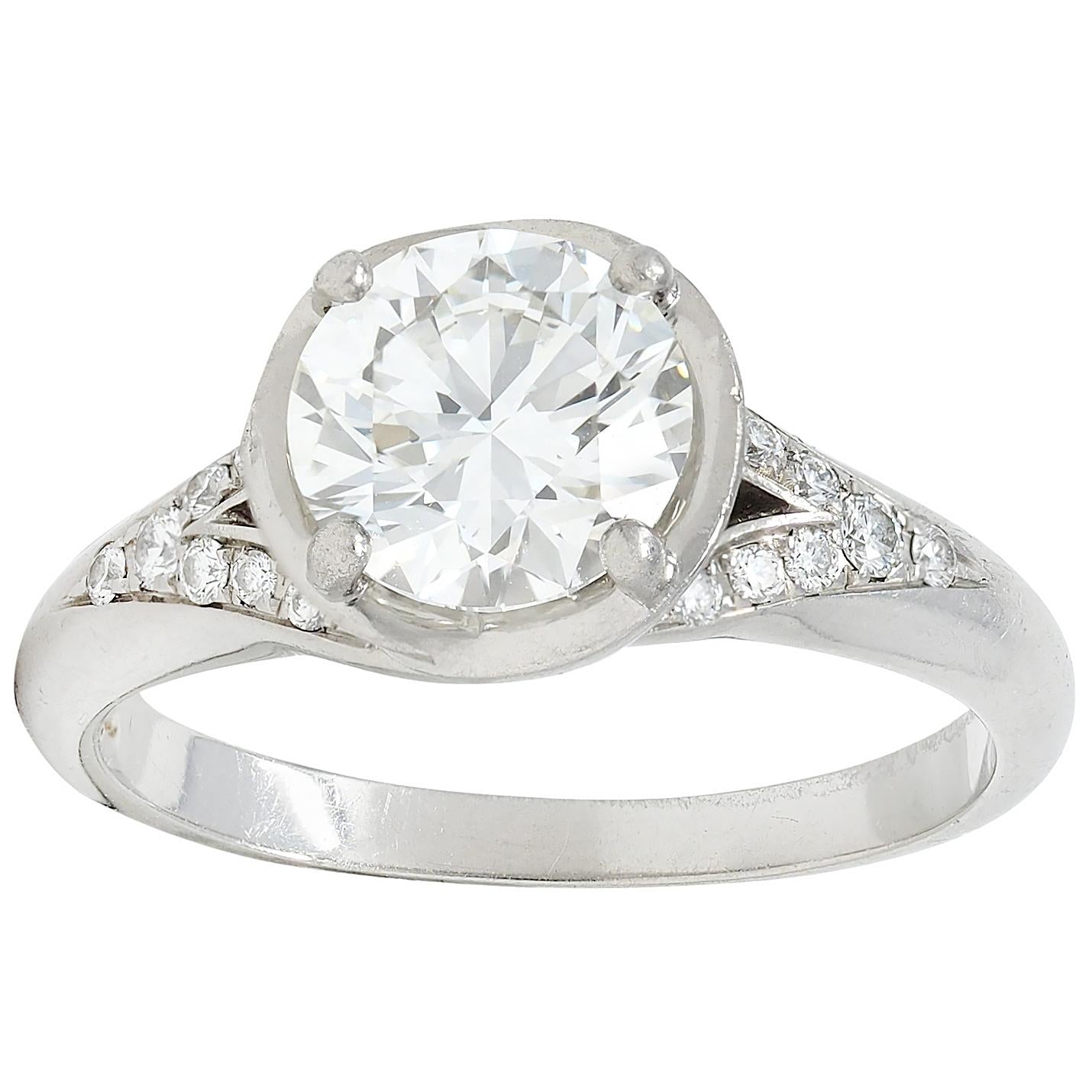 Bulgari 1.71 CTW Round Brilliant Diamond Platinum Swirling Engagement Ring GIA