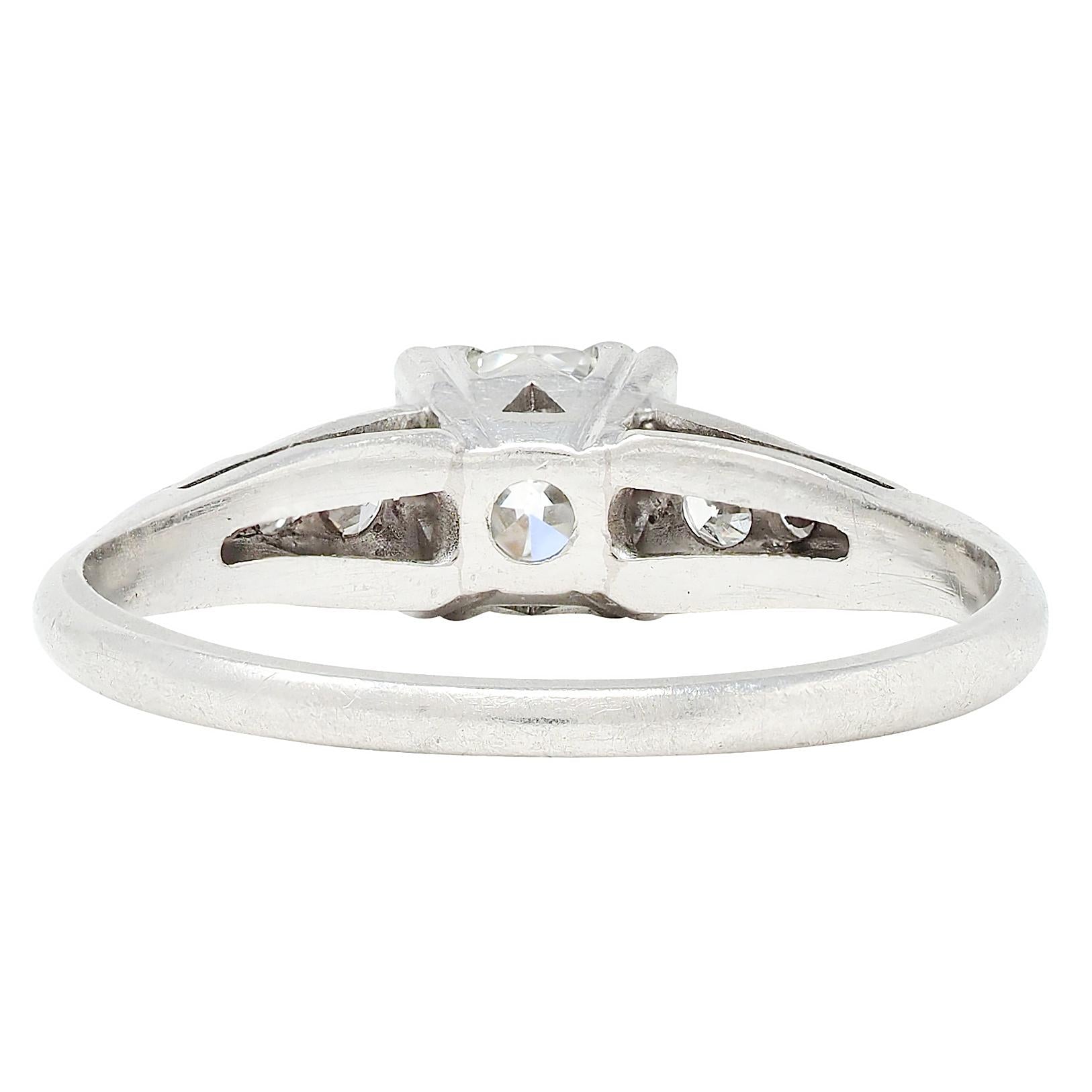 Baskin Bros. Retro Old European Cut Diamond Platinum Vintage Engagement Ring