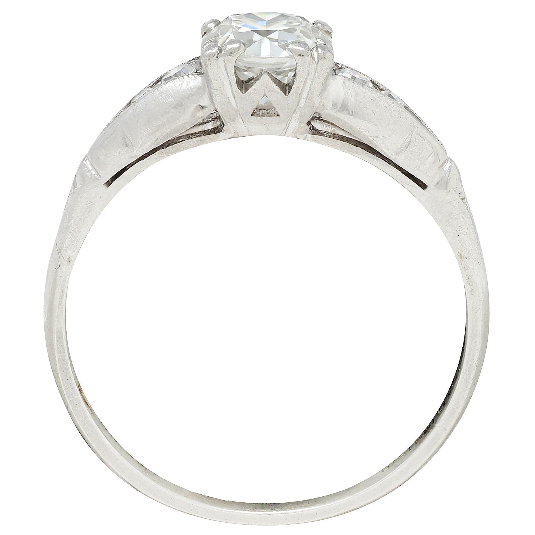 Baskin Bros. Retro Old European Cut Diamond Platinum Vintage Engagement Ring