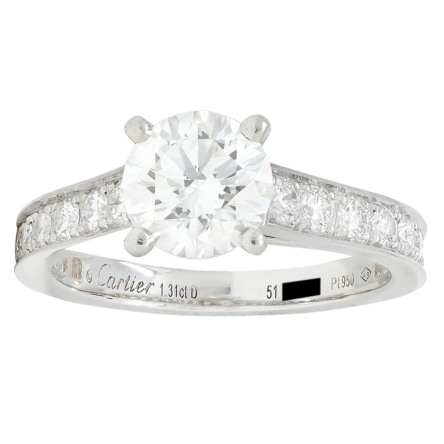 Cartier French 2.00 CTW Brilliant Diamond Platinum Contemporary Engagement Ring