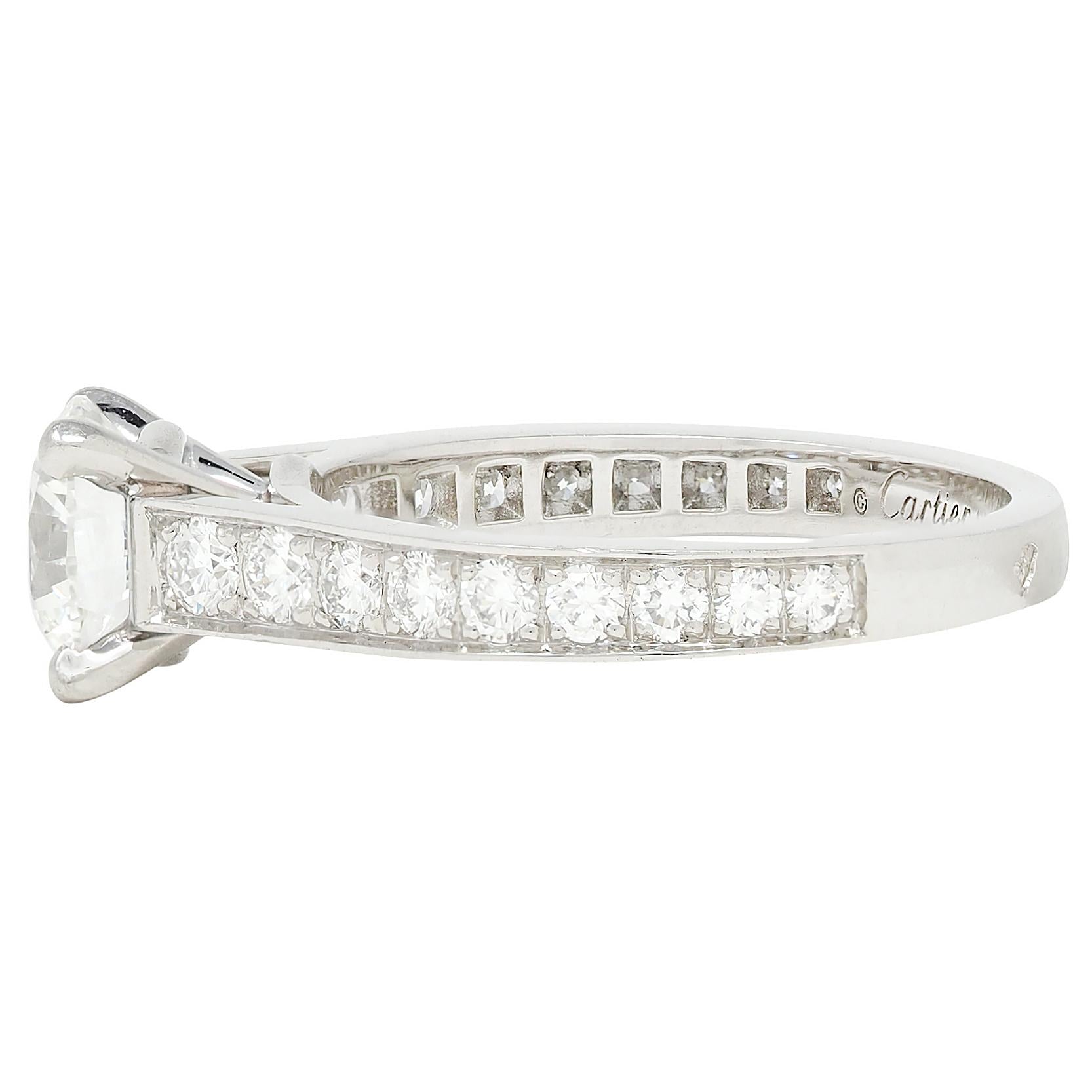 Cartier French 2.00 CTW Brilliant Diamond Platinum Contemporary Engagement Ring