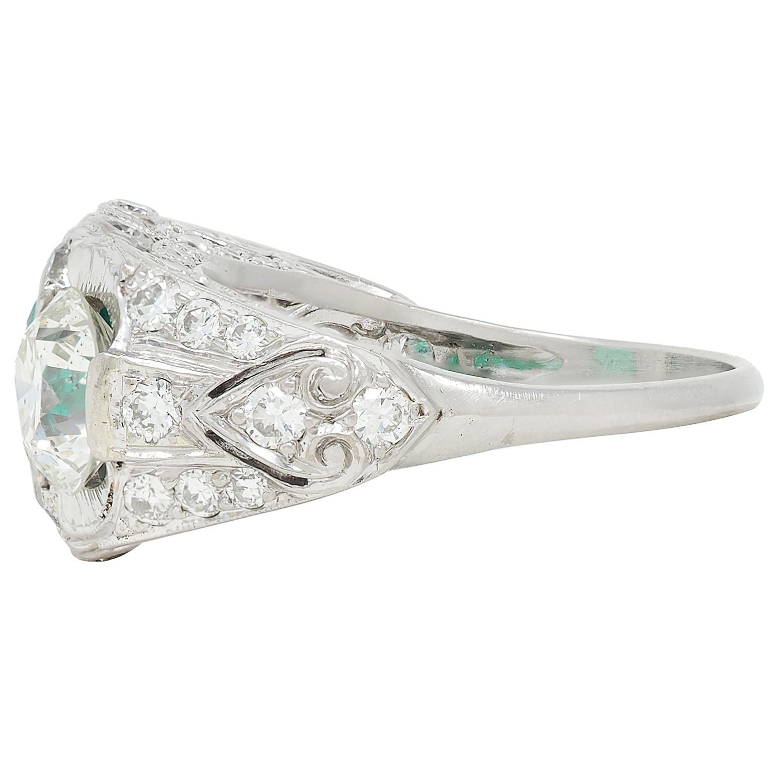 Art Deco 5.65 CTW Colombian Emerald Diamond Platinum Vintage Ring AGL