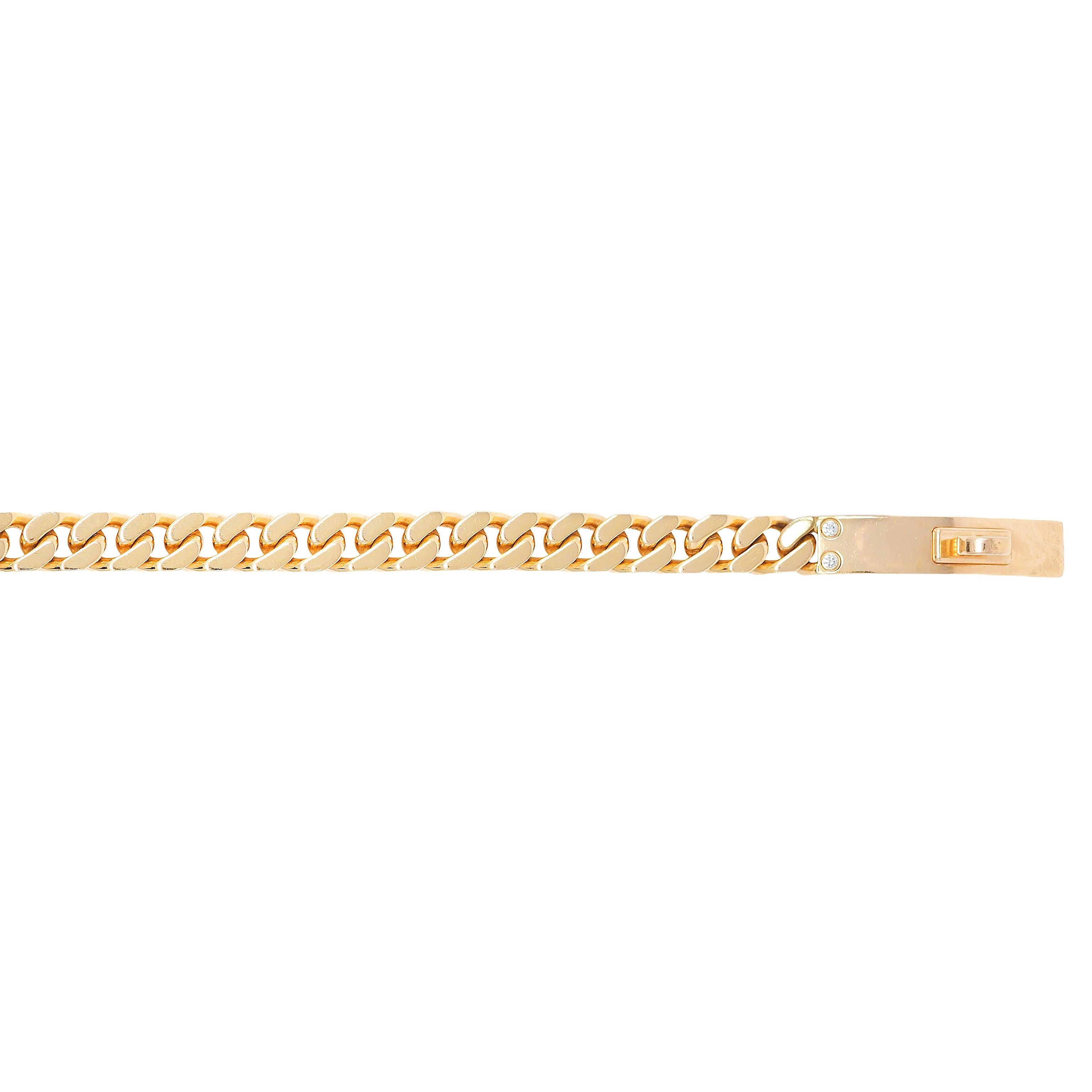 Hermés Contemporary Diamond 18K Gold Kelly Gourmette Cuban Link Bracelet