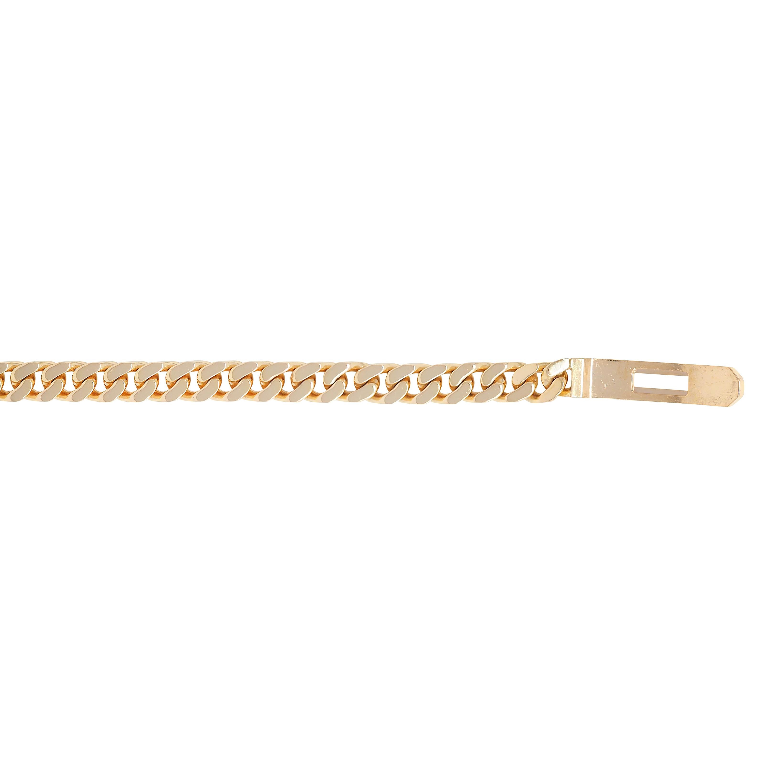 Hermés Contemporary Diamond 18K Gold Kelly Gourmette Cuban Link Bracelet