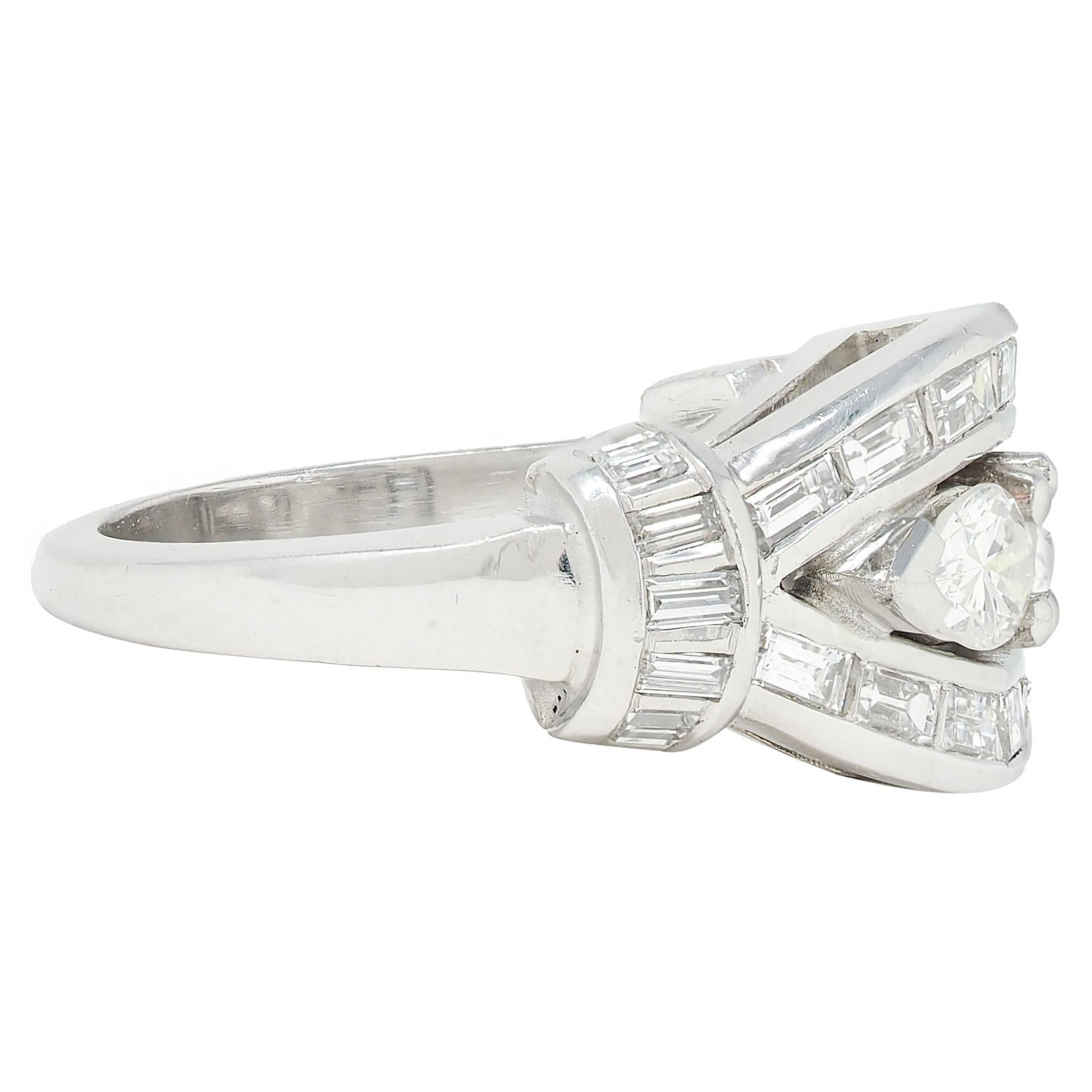 Mid-Century 2.35 CTW Diamond Platinum Vintage Bombé Ring