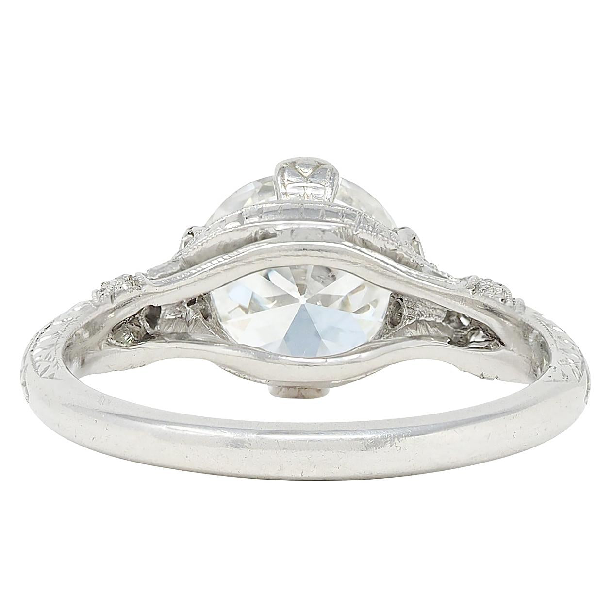 Art Deco 1936 1.90 Old European Cut Diamond Platinum Vintage Engagement Ring