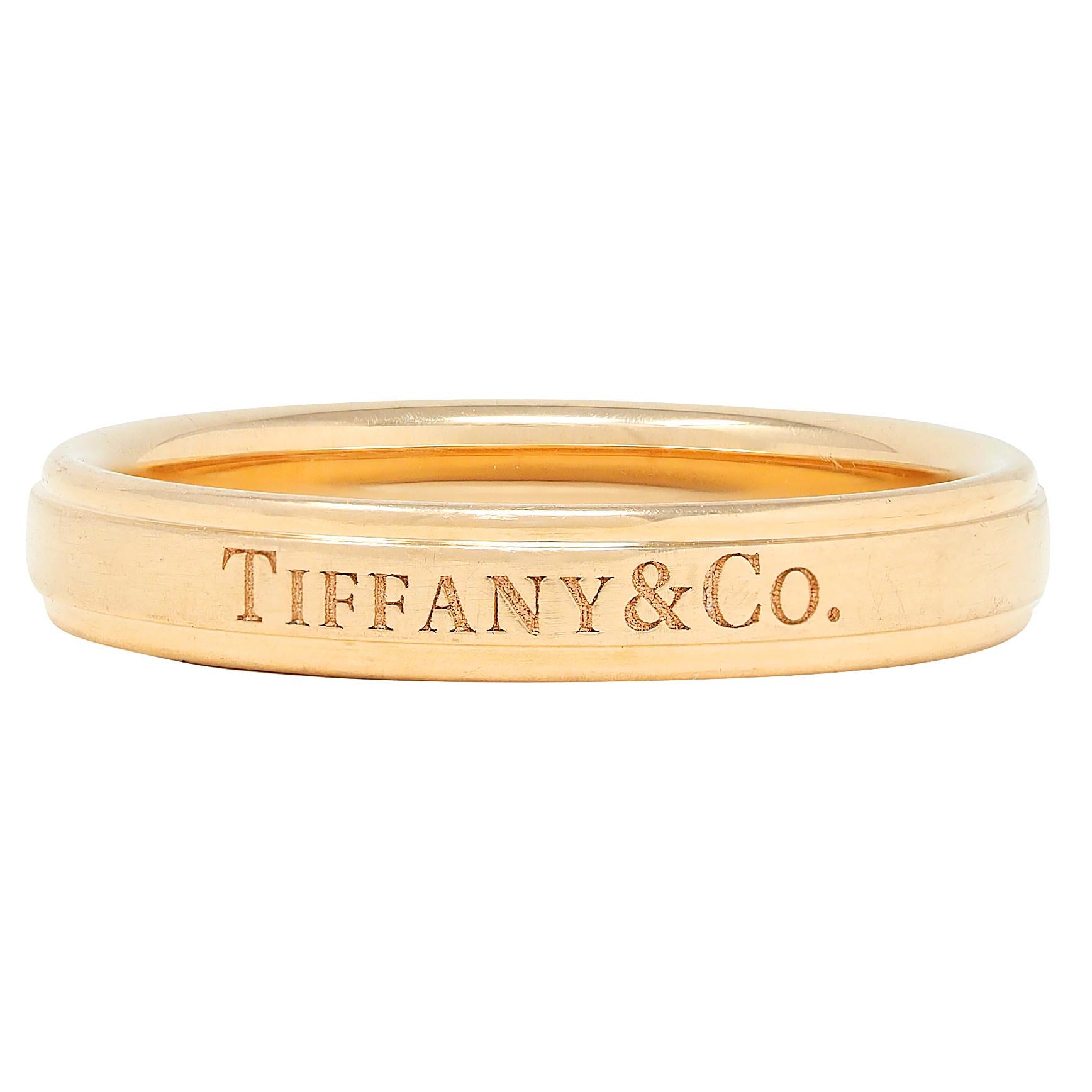 Tiffany & Co. 1990's 18 Karat Yellow Gold Vintage Logo Wedding Band Ring