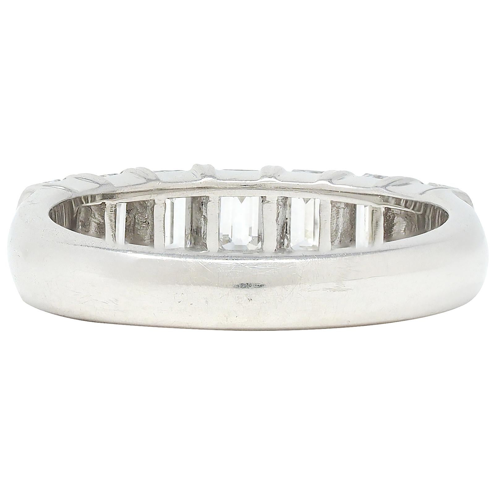 2000's Diamond Platinum Baguette Stacking Band Ring
