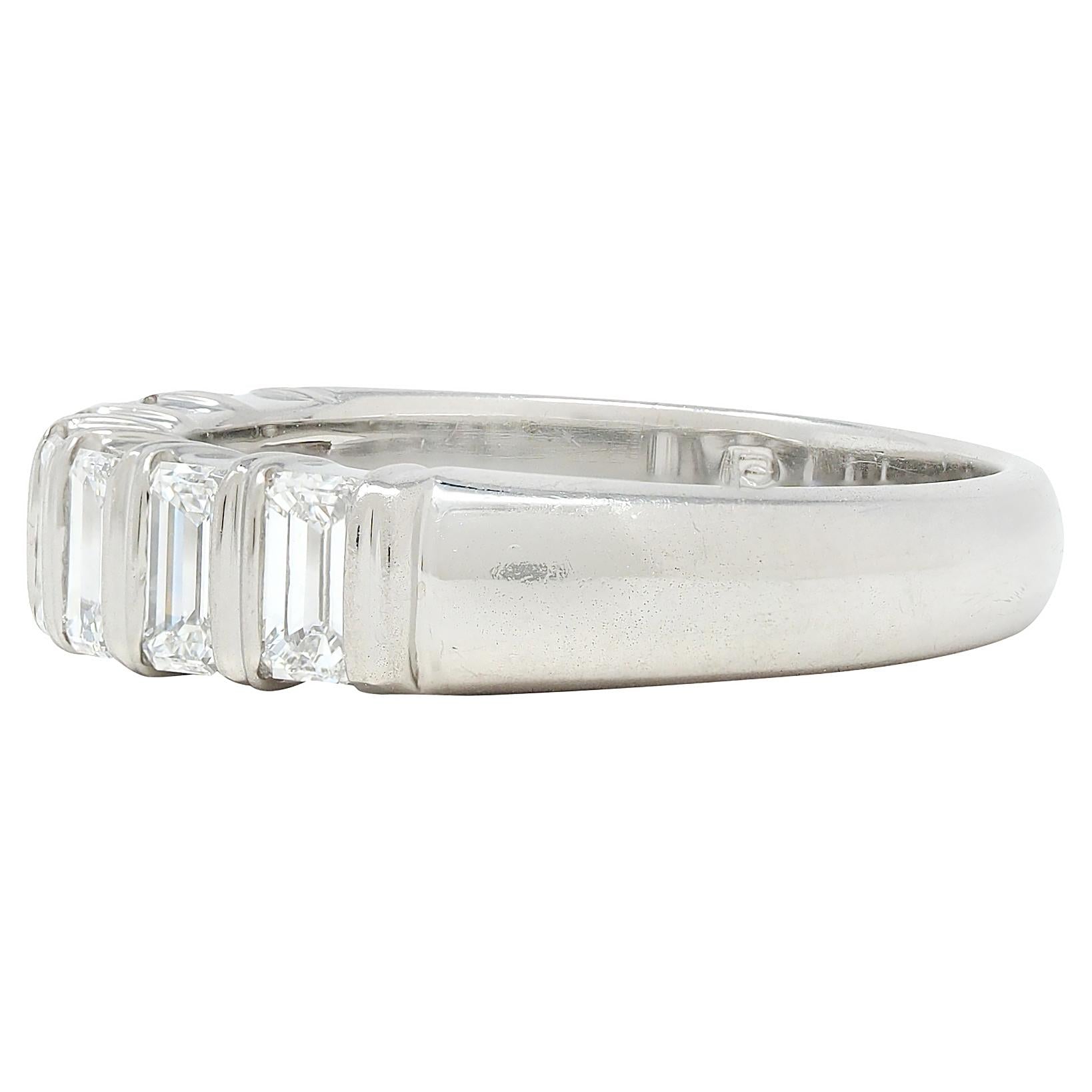 2000's Diamond Platinum Baguette Stacking Band Ring