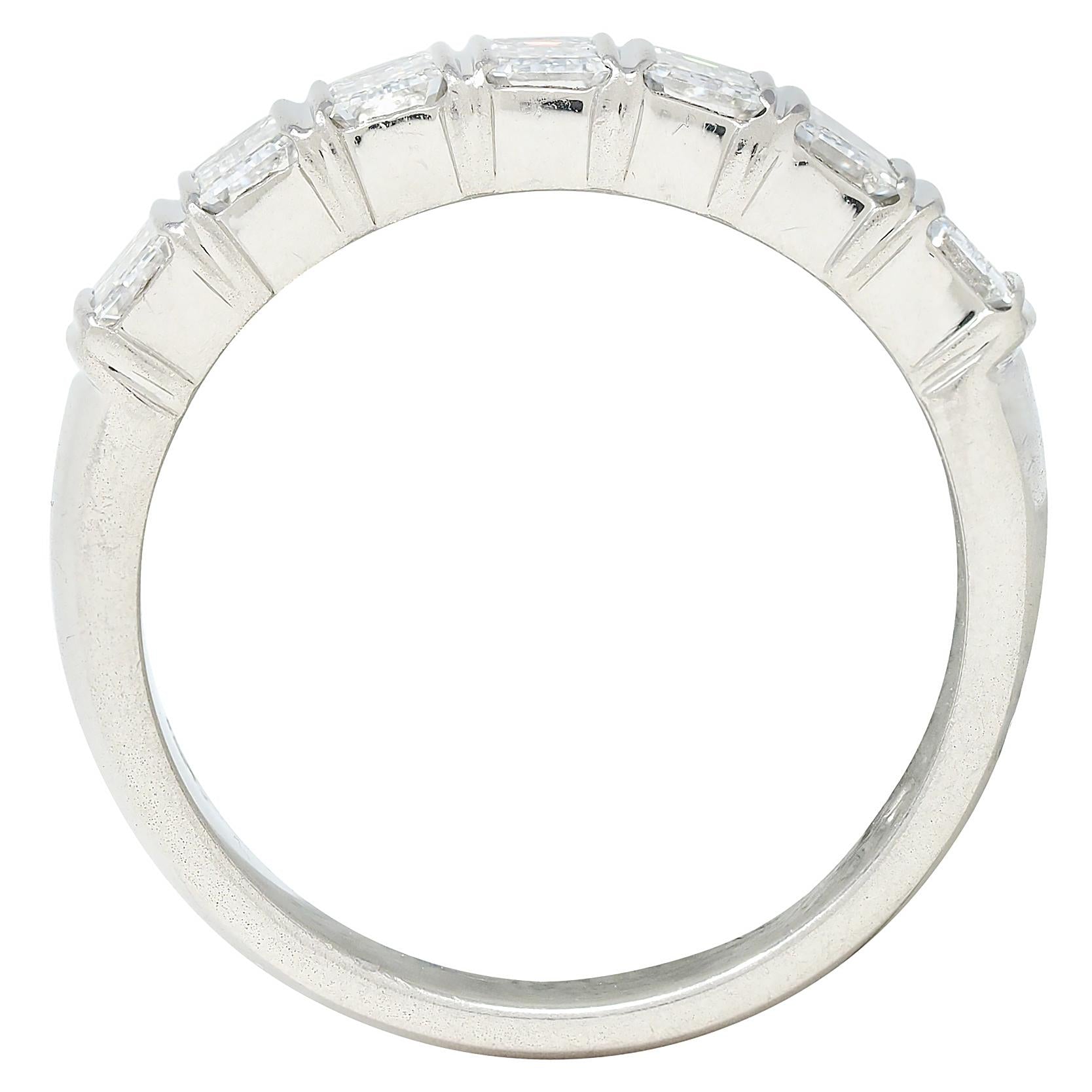 2000's Diamond Platinum Baguette Stacking Band Ring