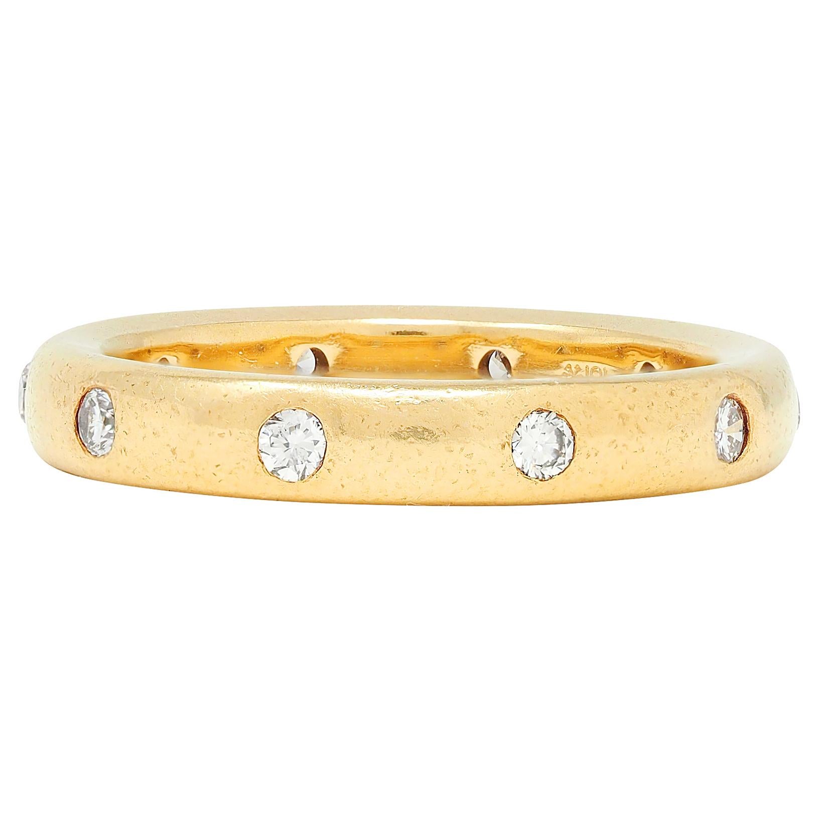 2000's Diamond 18 Karat Yellow Gold Flush Set Band Ring