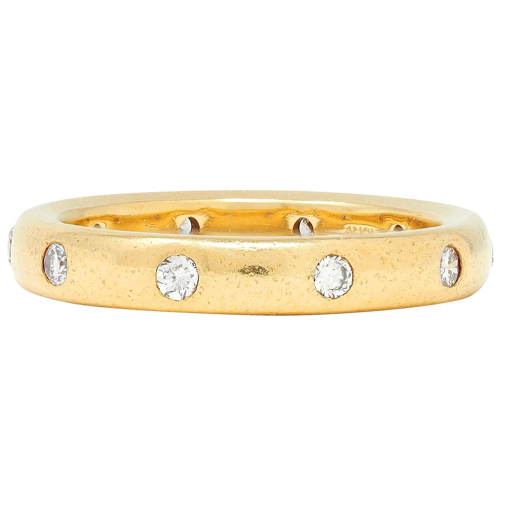 2000's Diamond 18 Karat Yellow Gold Flush Set Band Ring
