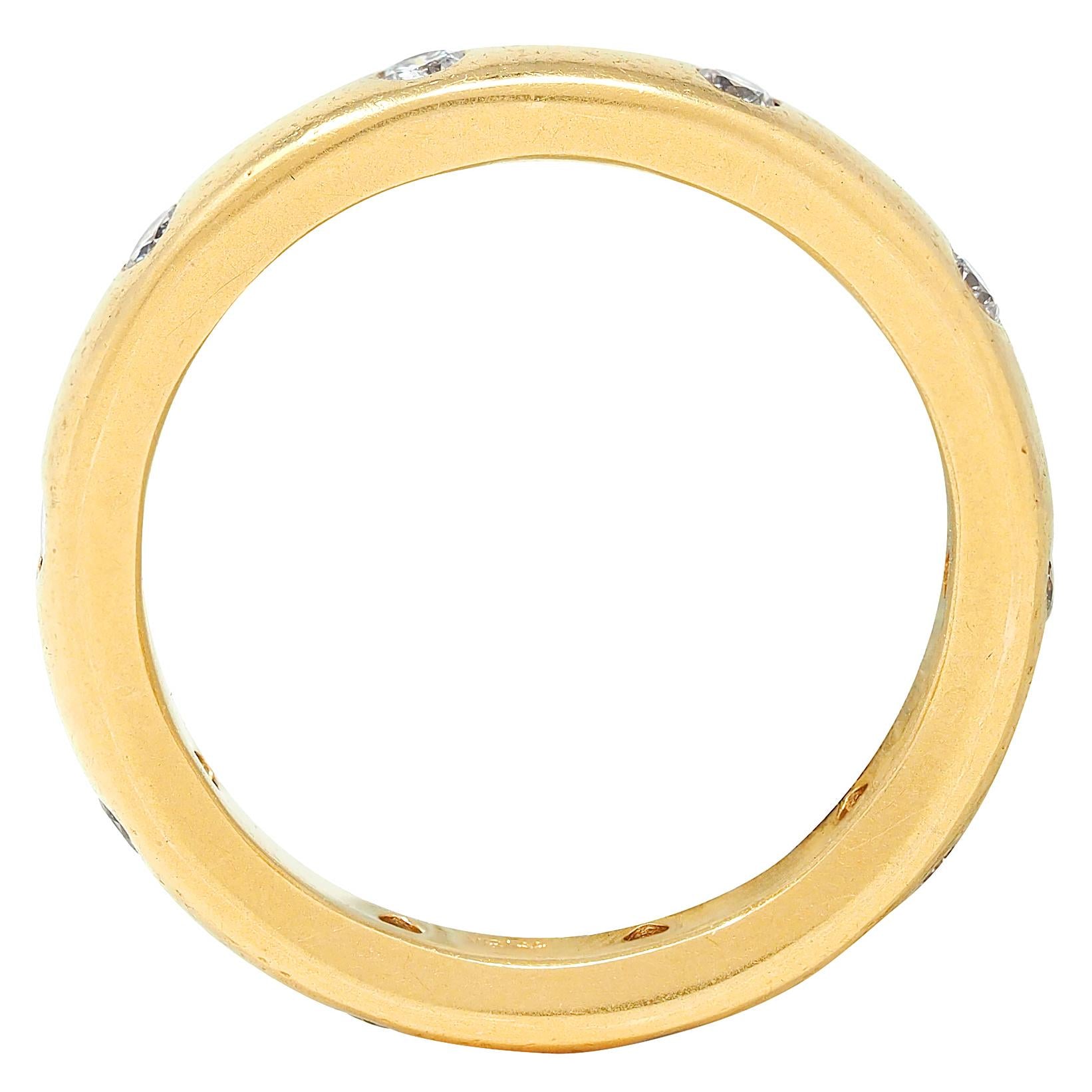 2000's Diamond 18 Karat Yellow Gold Flush Set Band Ring