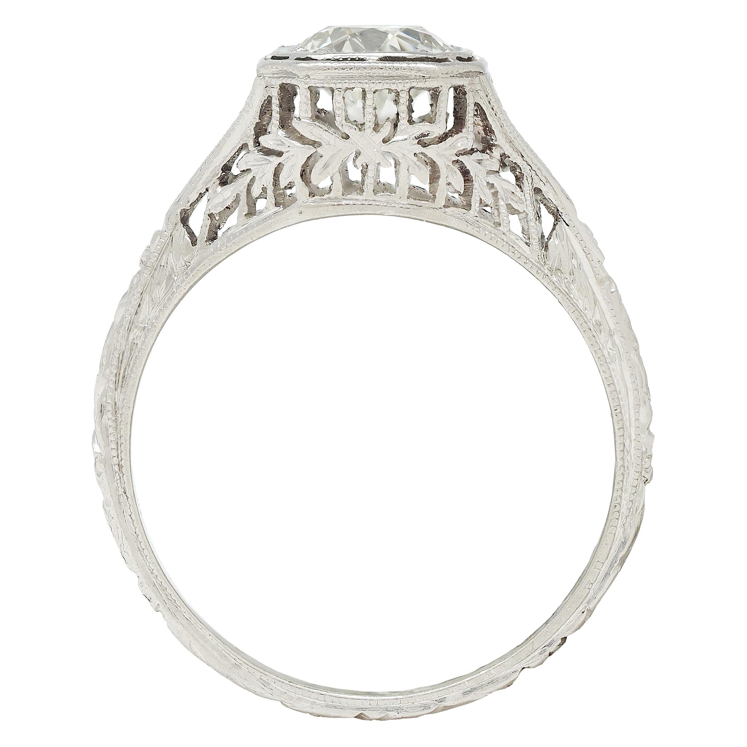 Belle Époque 1.01 CTW European Diamond Platinum Antique Garland Engagement Ring