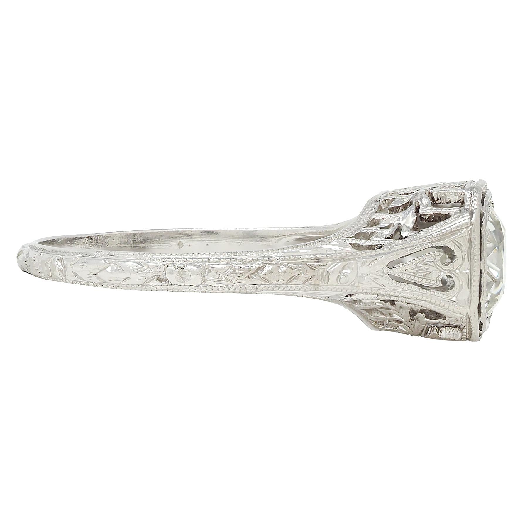 Belle Époque 1.01 CTW European Diamond Platinum Antique Garland Engagement Ring