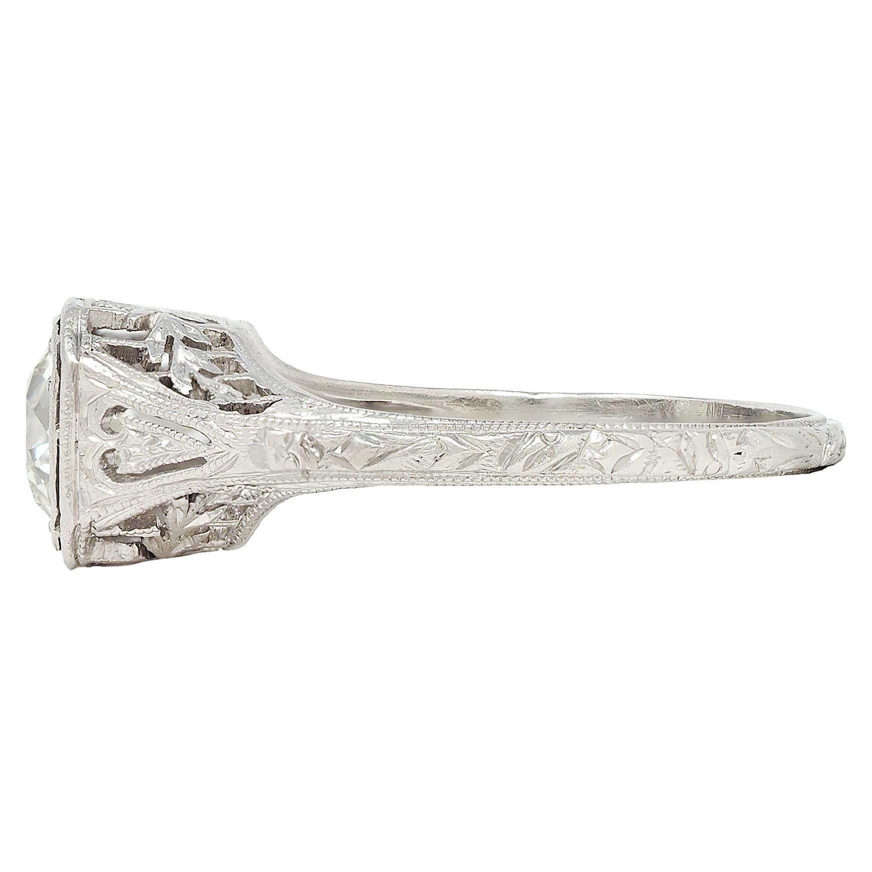 Belle Époque 1.01 CTW European Diamond Platinum Antique Garland Engagement Ring