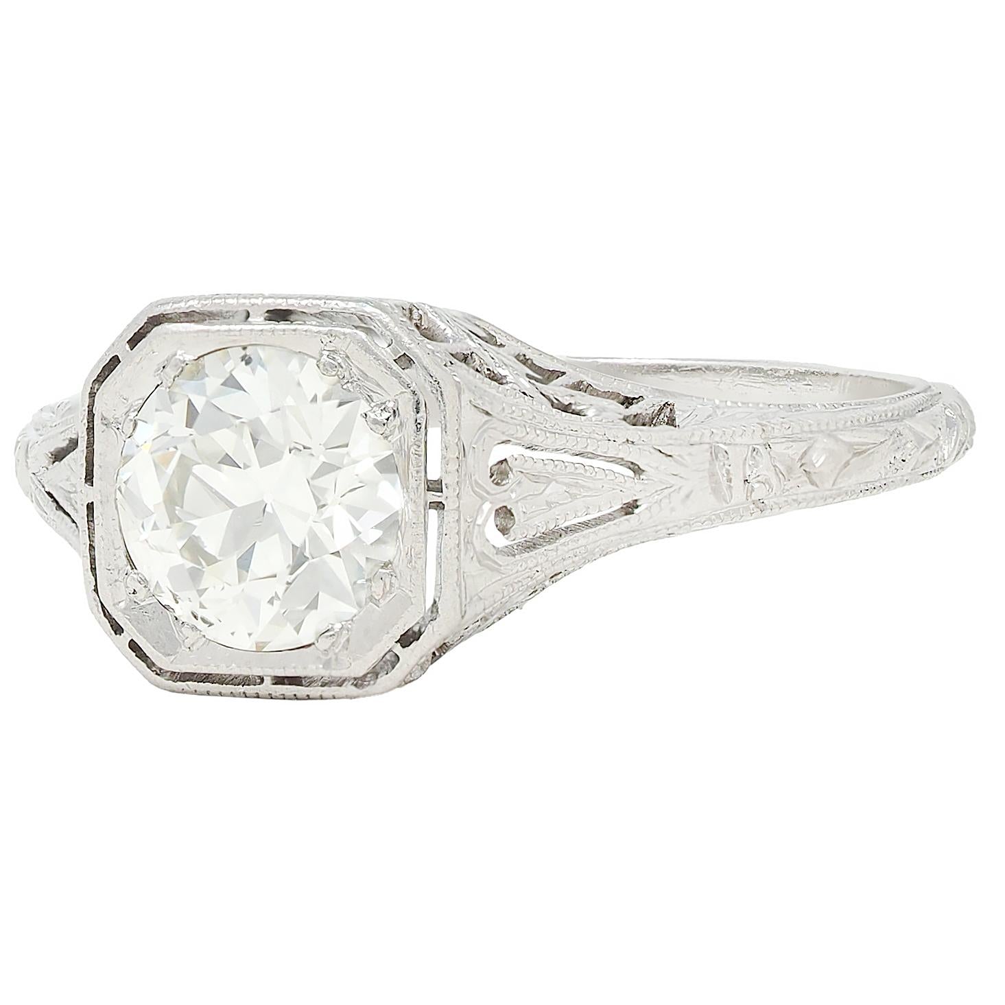 Belle Époque 1.01 CTW European Diamond Platinum Antique Garland Engagement Ring