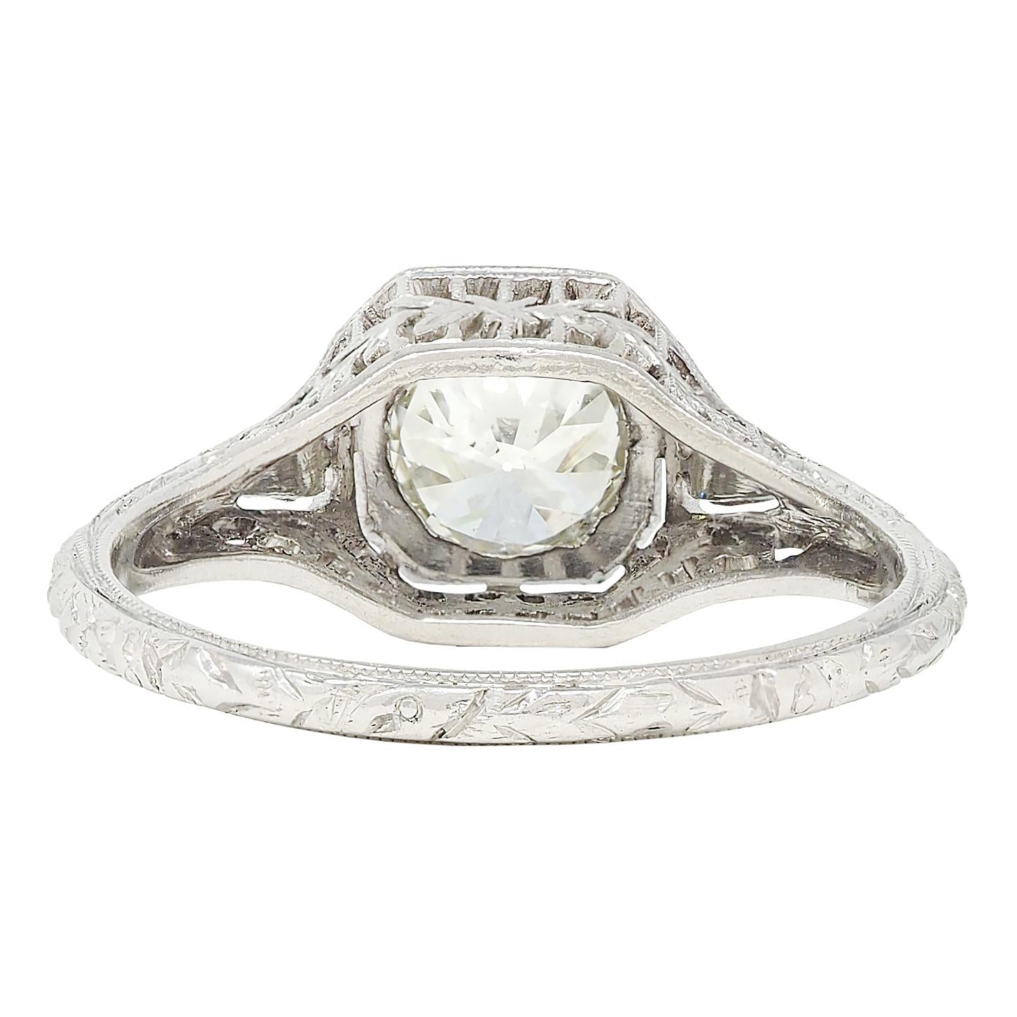 Belle Époque 1.01 CTW European Diamond Platinum Antique Garland Engagement Ring