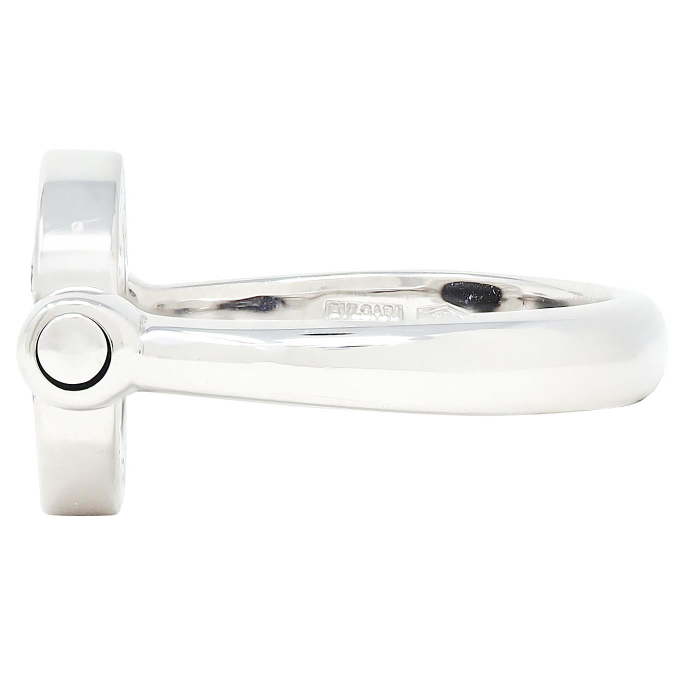 Bulgari Diamond Onyx 18 Karat White Gold Flip Signet Ring