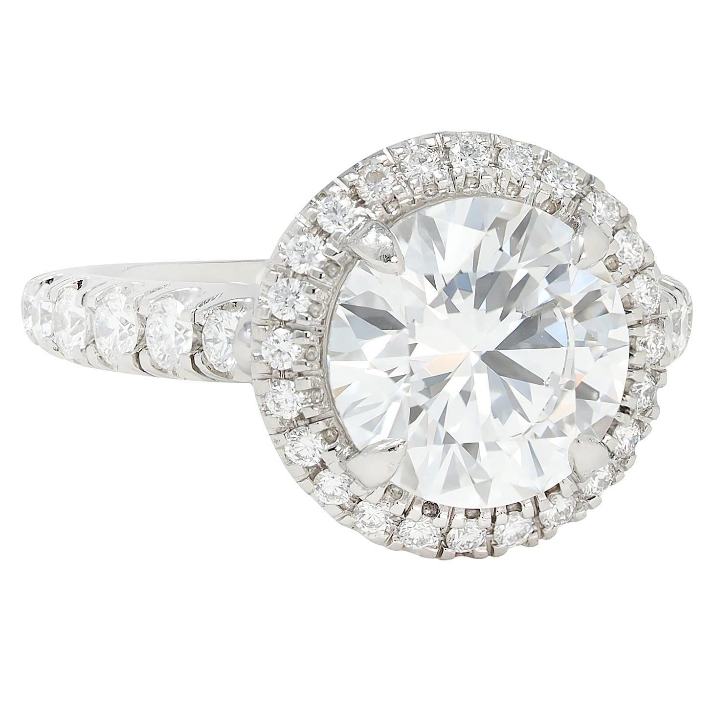 Cartier French 2.60 CTW Diamond Platinum Destinée Halo Engagement Ring GIA