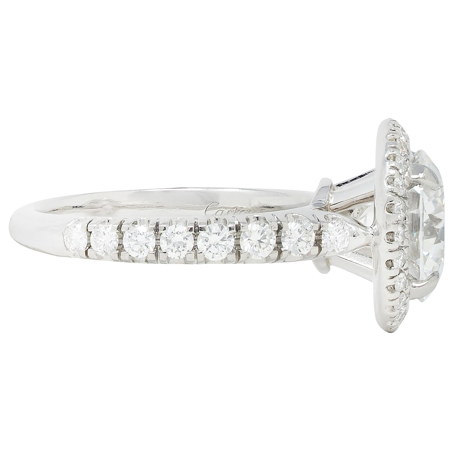 Cartier French 2.60 CTW Diamond Platinum Destinée Halo Engagement Ring GIA