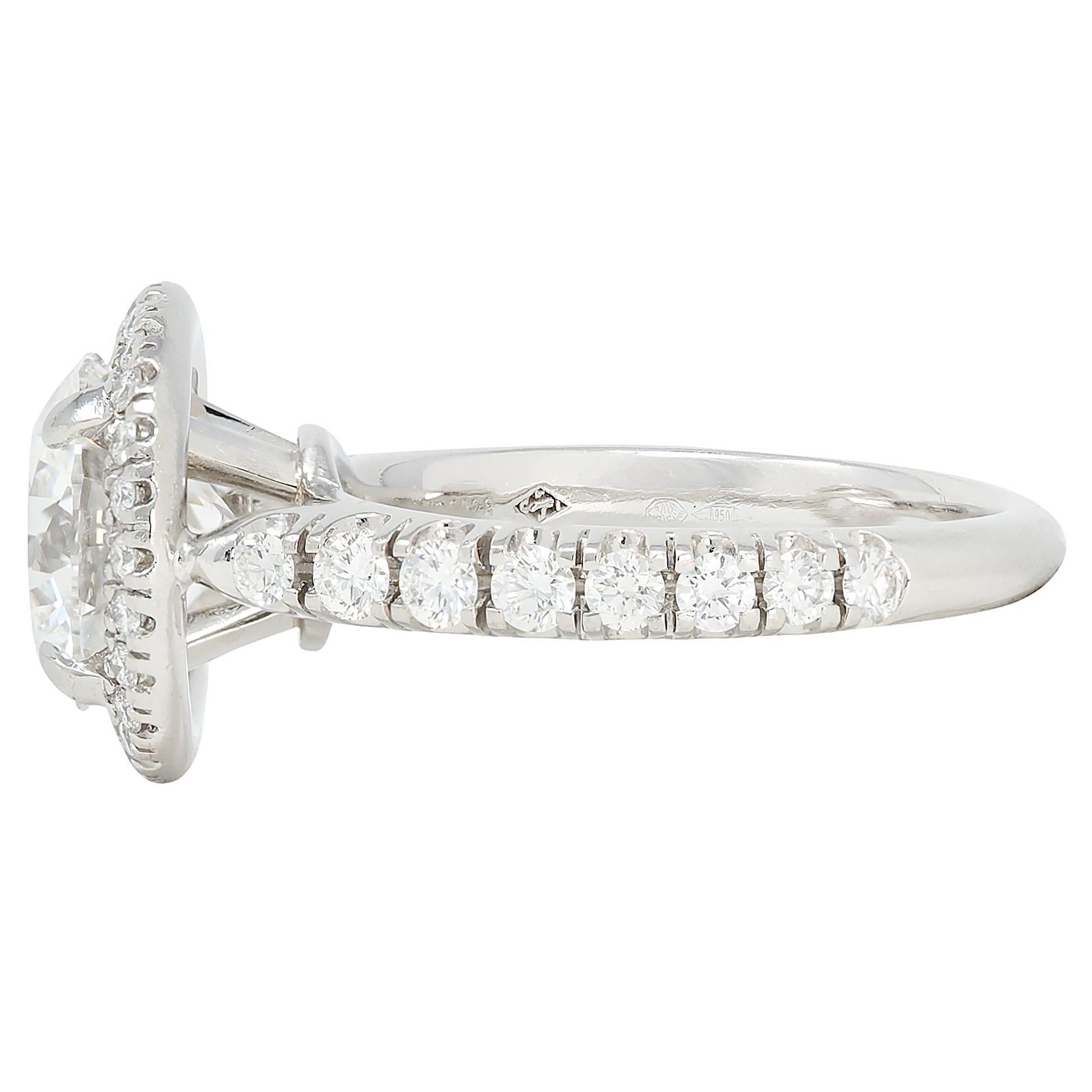 Cartier French 2.60 CTW Diamond Platinum Destinée Halo Engagement Ring GIA