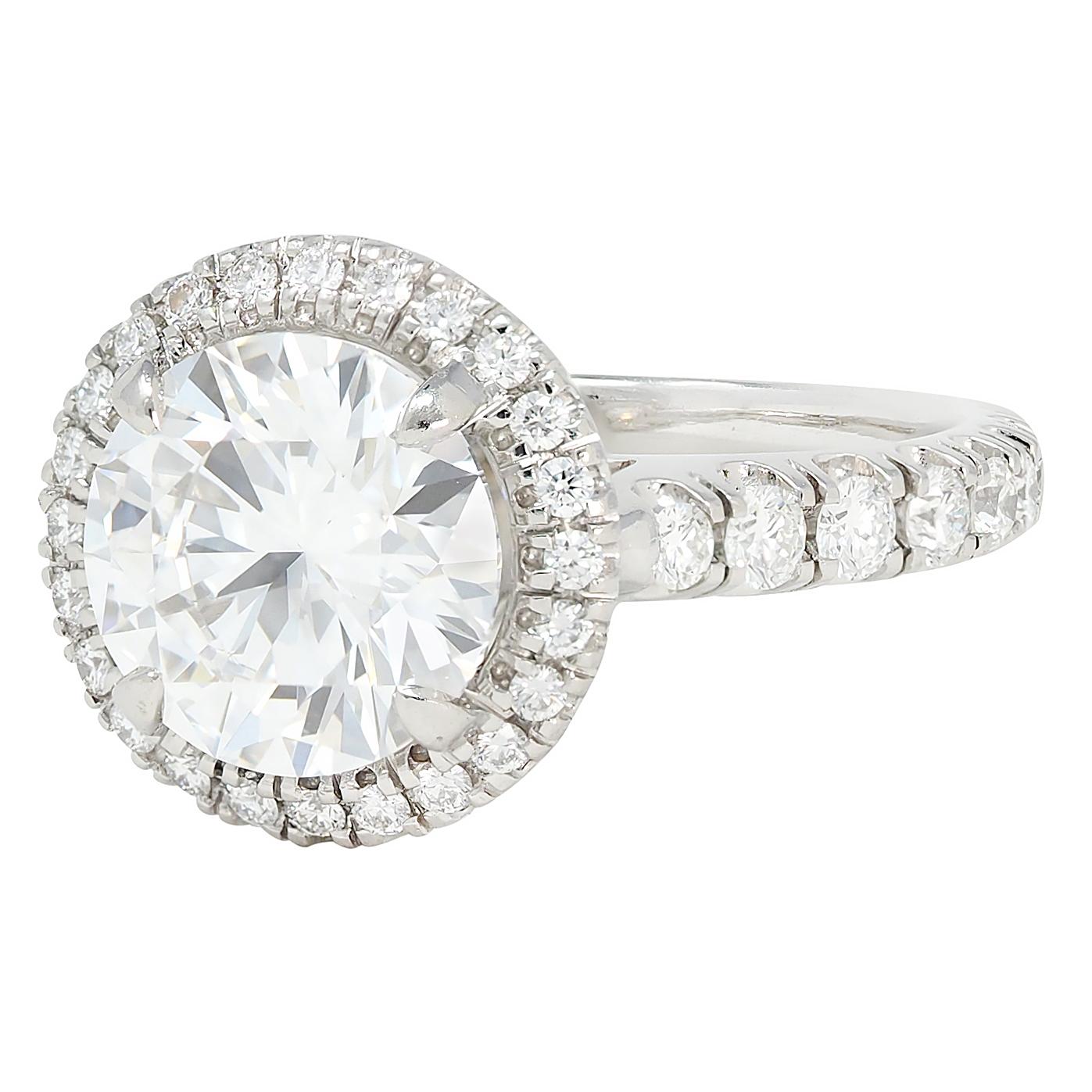 Cartier French 2.60 CTW Diamond Platinum Destinée Halo Engagement Ring GIA