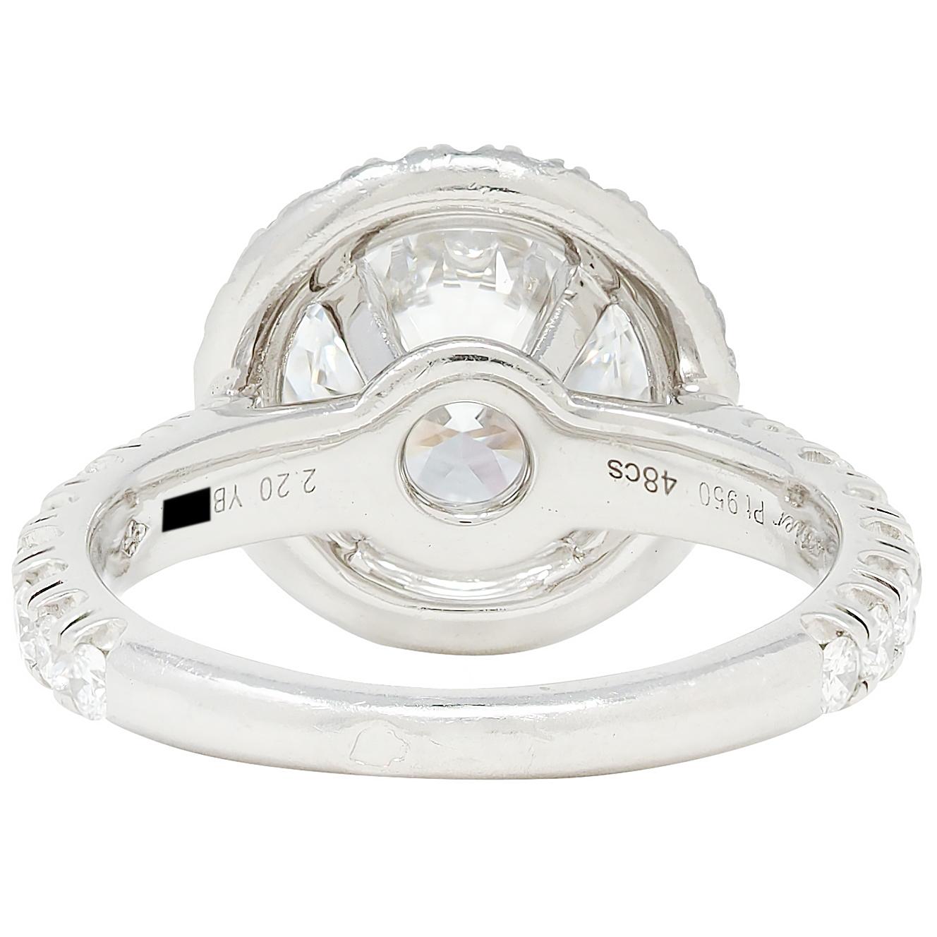 Cartier French 2.60 CTW Diamond Platinum Destinée Halo Engagement Ring GIA